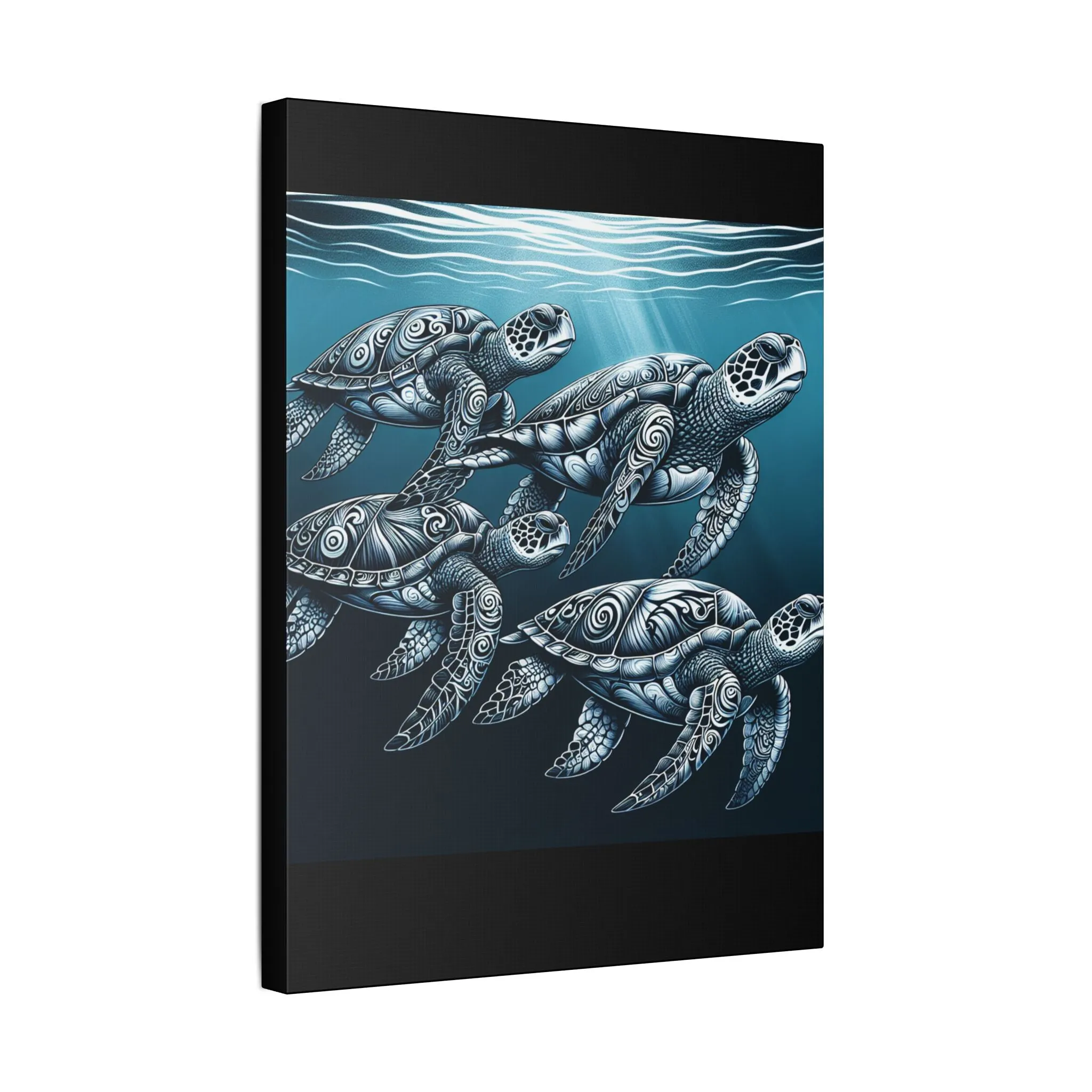 Ocean Turtle Stretched Canvas Art - Nautical Décor for Marine Life Lovers