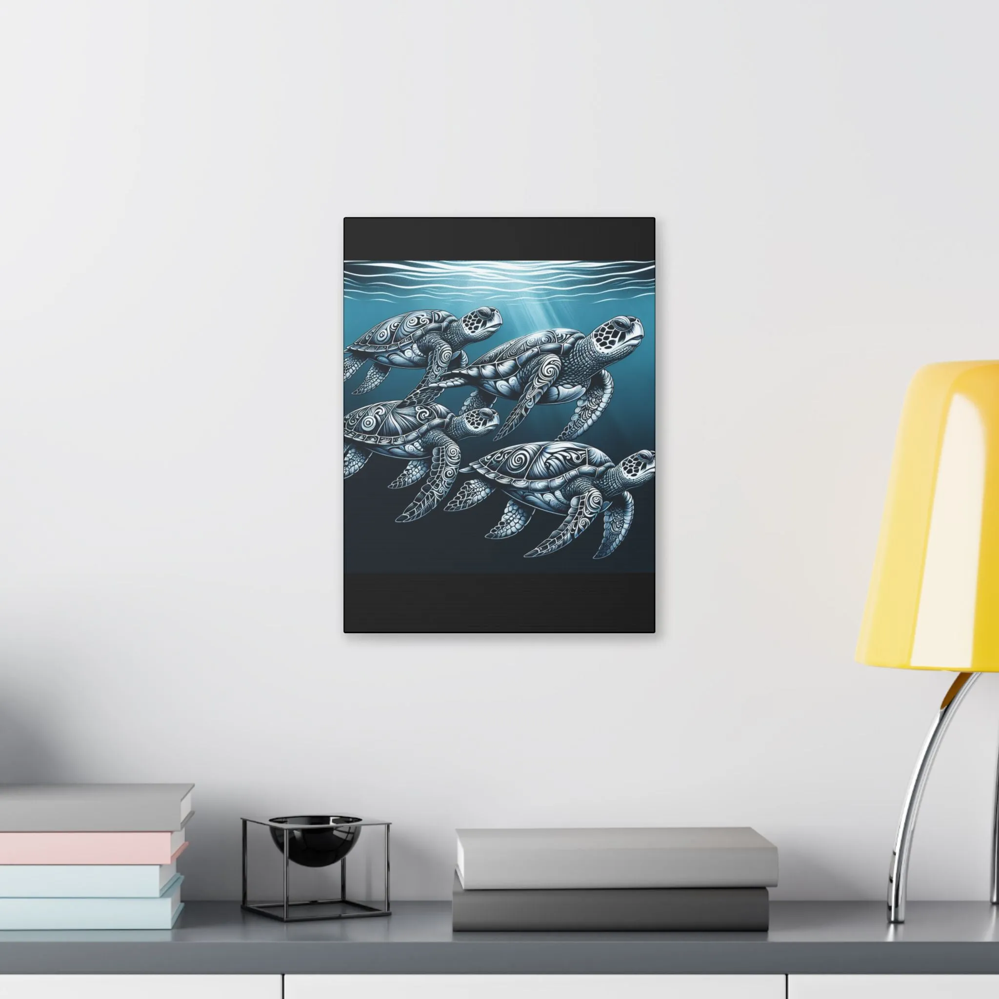 Ocean Turtle Stretched Canvas Art - Nautical Décor for Marine Life Lovers
