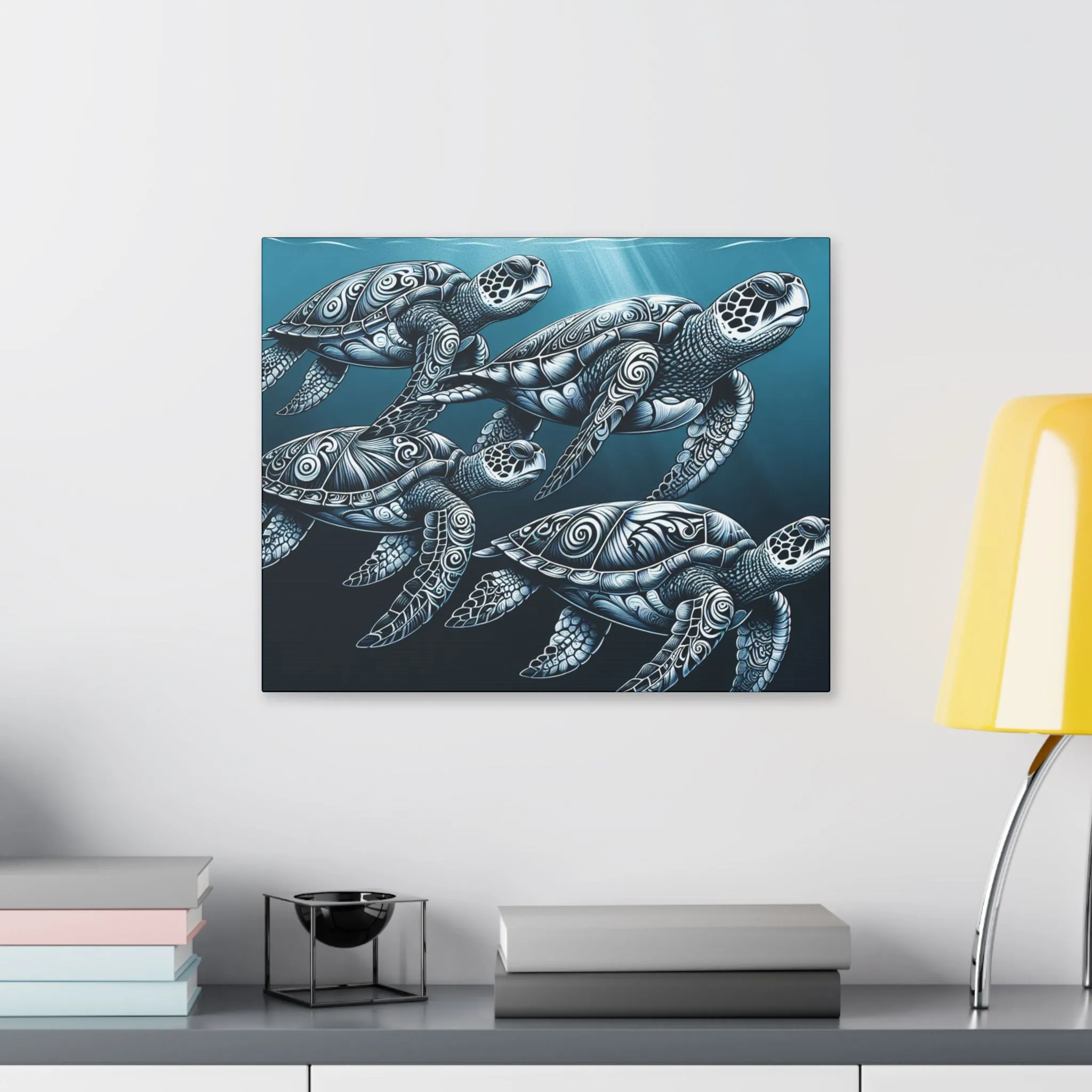 Ocean Turtle Stretched Canvas Art - Nautical Décor for Marine Life Lovers