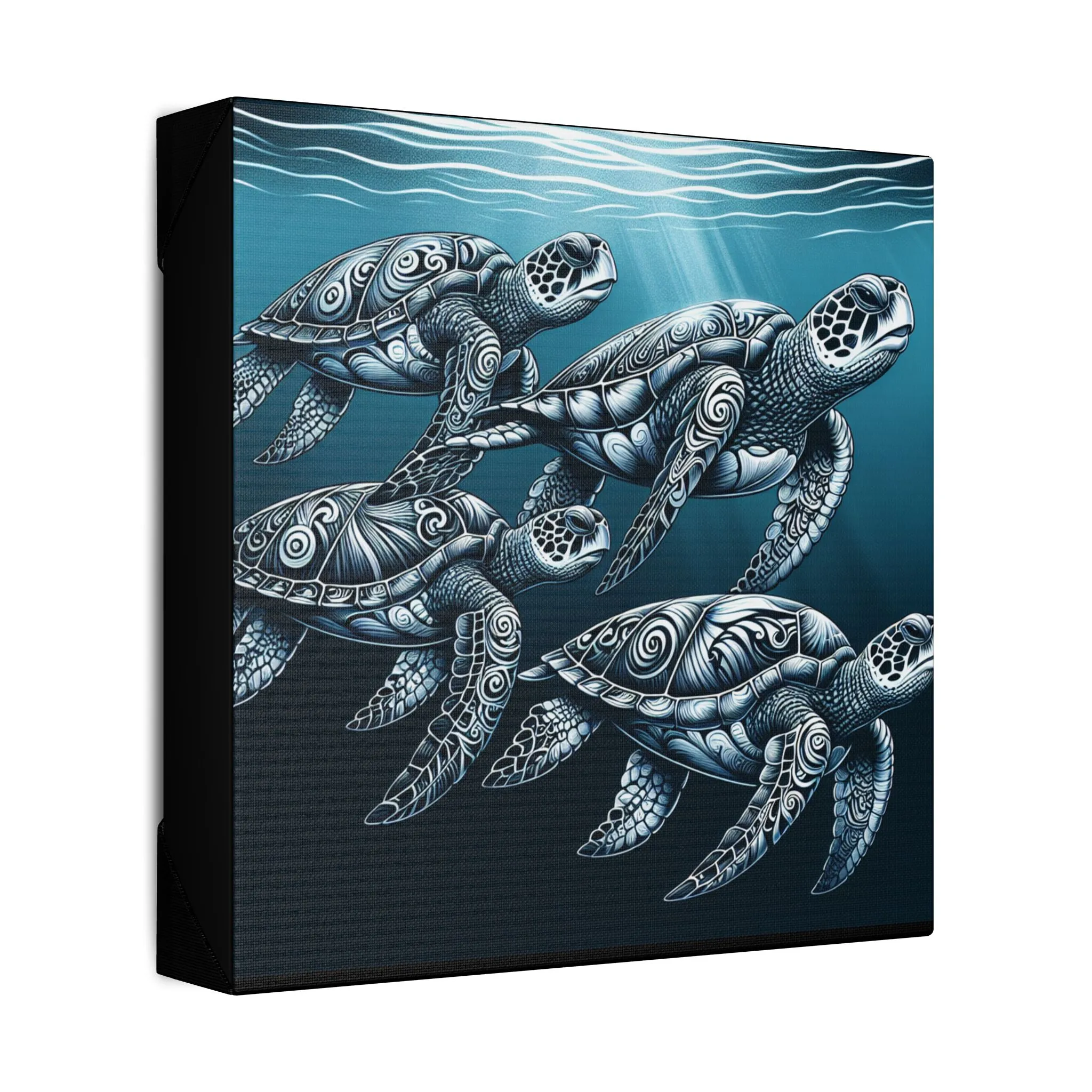 Ocean Turtle Stretched Canvas Art - Nautical Décor for Marine Life Lovers