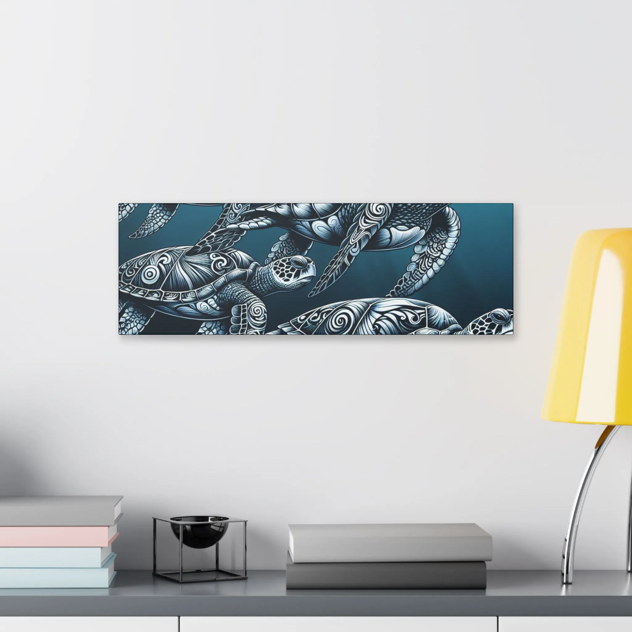 Ocean Turtle Stretched Canvas Art - Nautical Décor for Marine Life Lovers