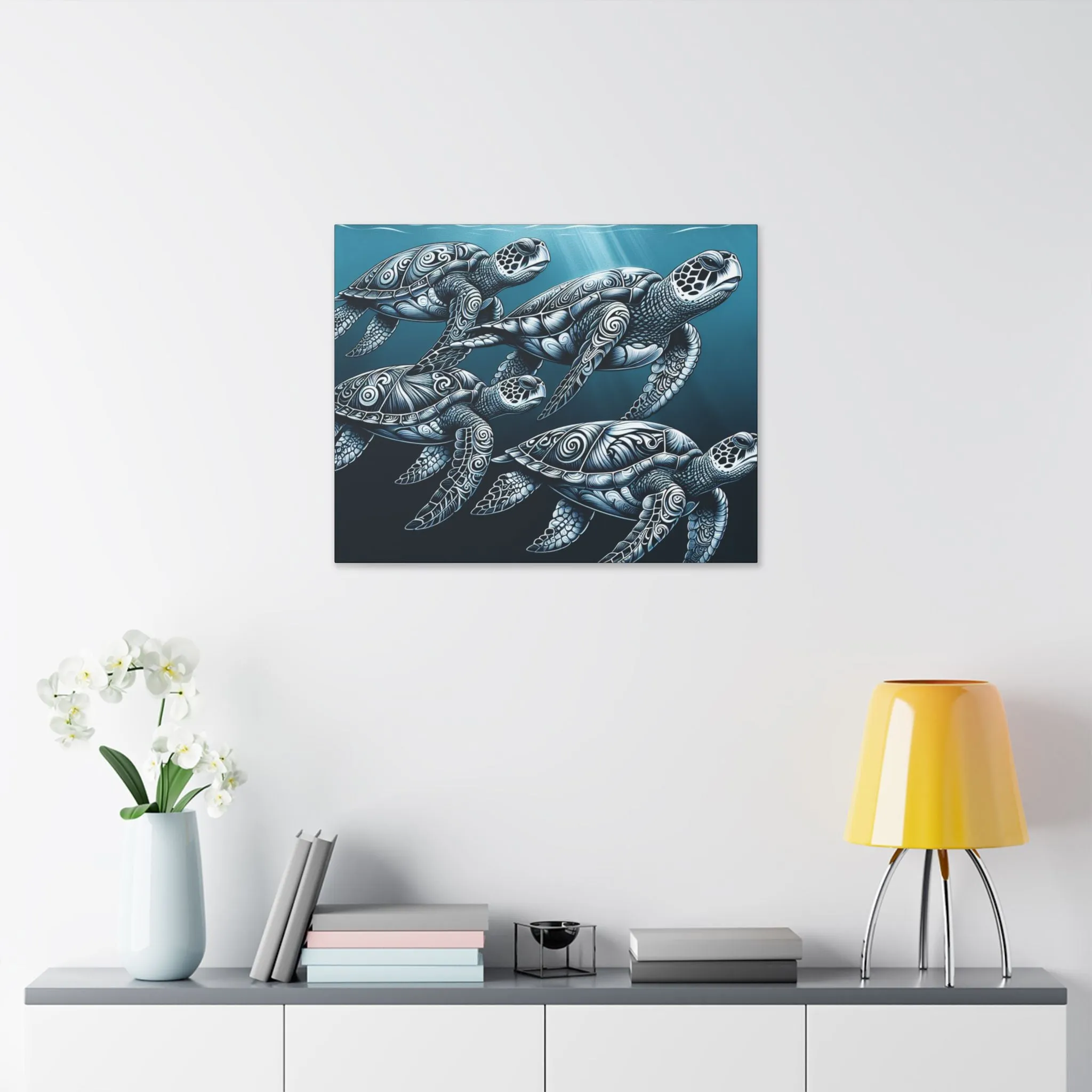 Ocean Turtle Stretched Canvas Art - Nautical Décor for Marine Life Lovers