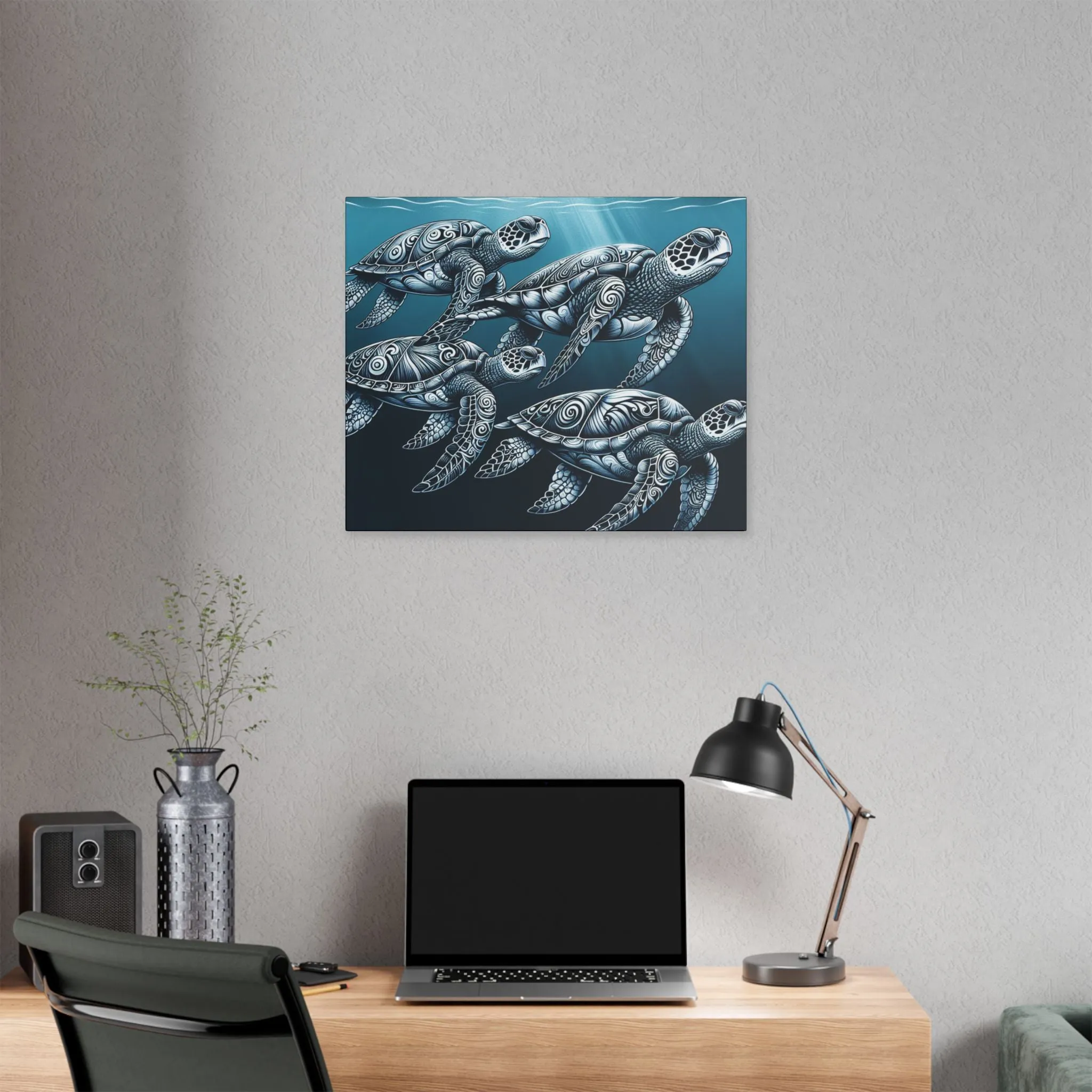 Ocean Turtle Stretched Canvas Art - Nautical Décor for Marine Life Lovers