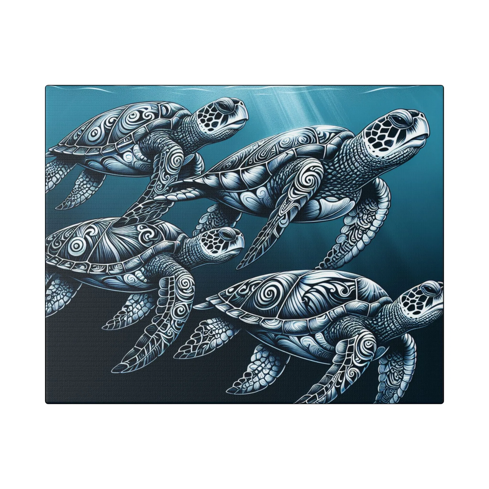 Ocean Turtle Stretched Canvas Art - Nautical Décor for Marine Life Lovers