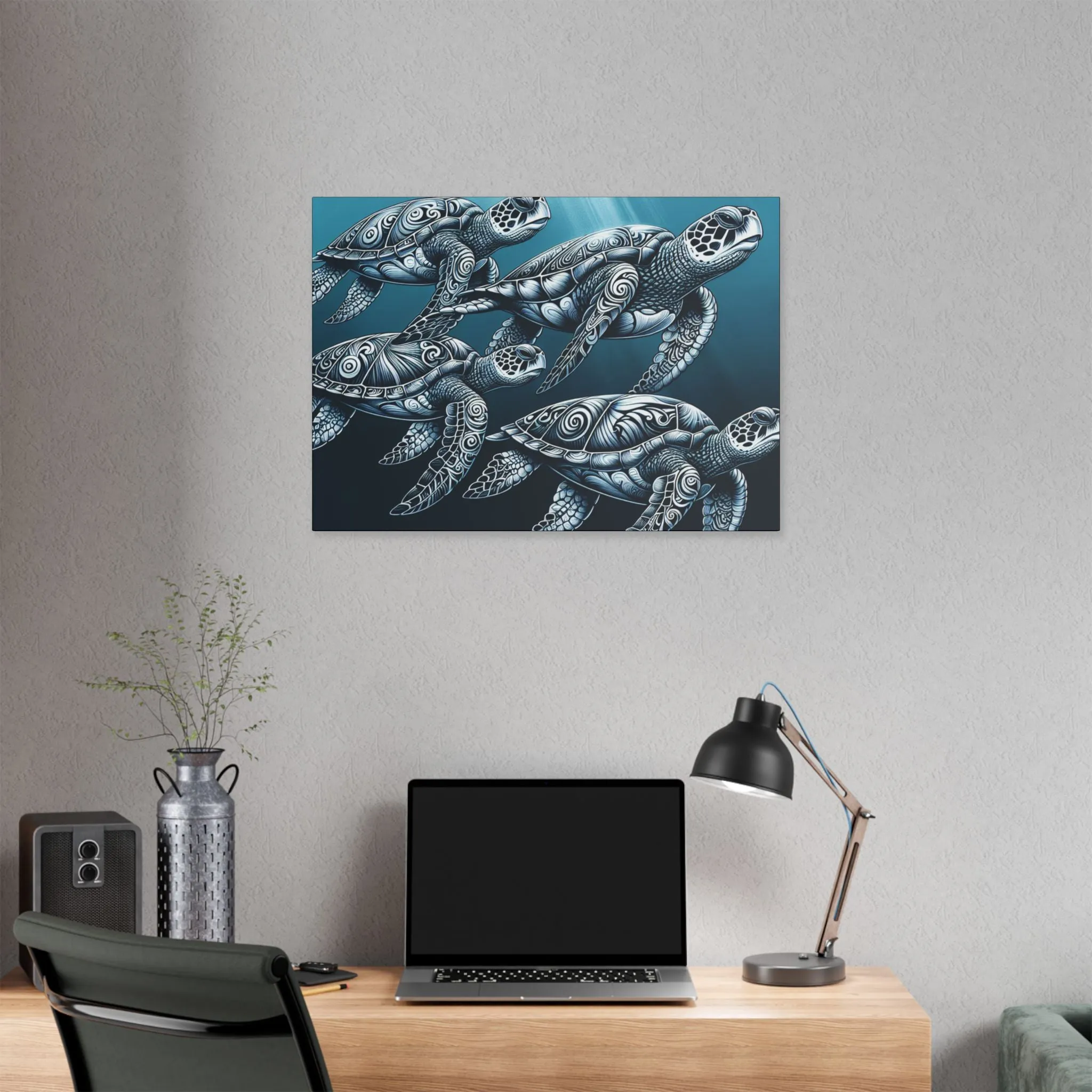 Ocean Turtle Stretched Canvas Art - Nautical Décor for Marine Life Lovers