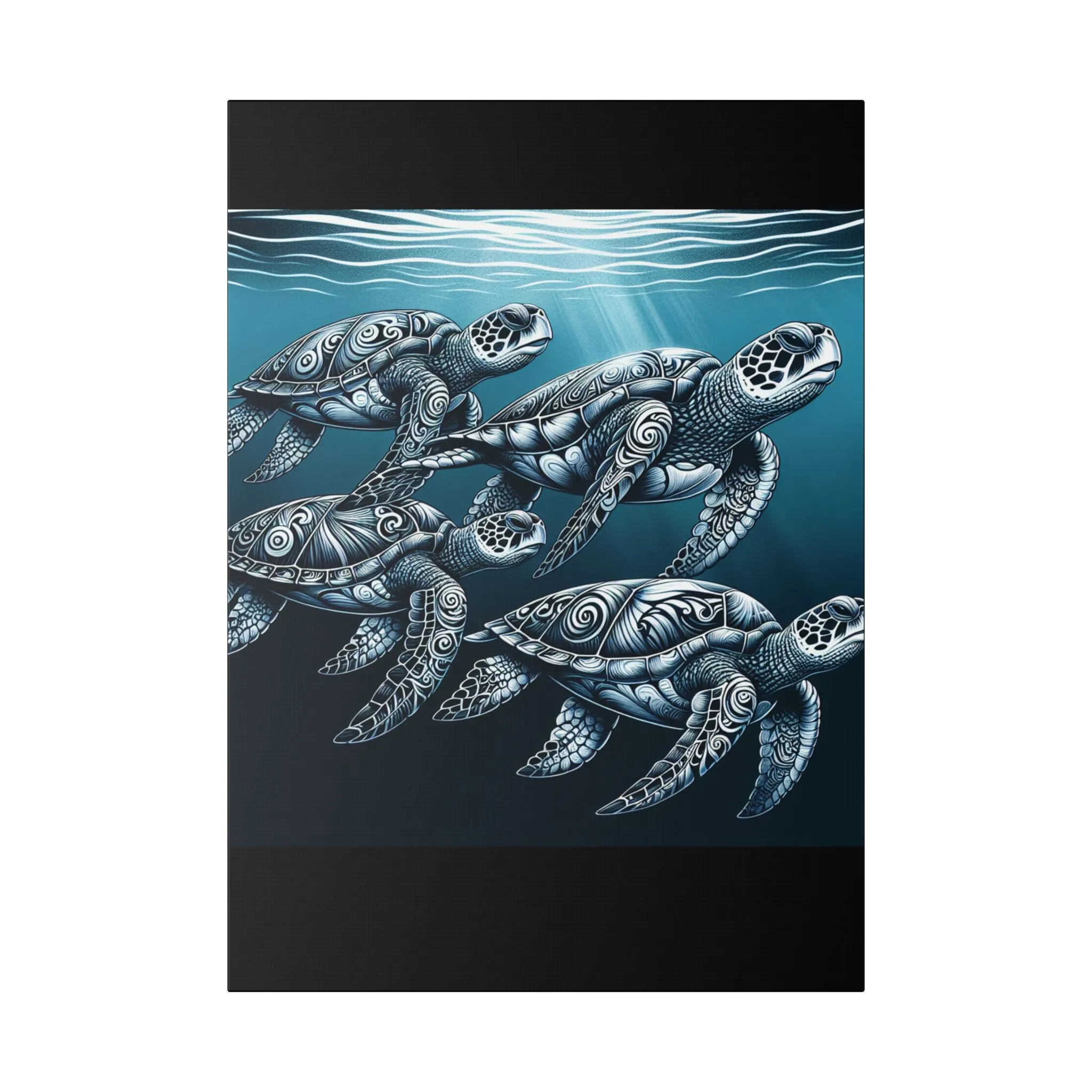 Ocean Turtle Stretched Canvas Art - Nautical Décor for Marine Life Lovers