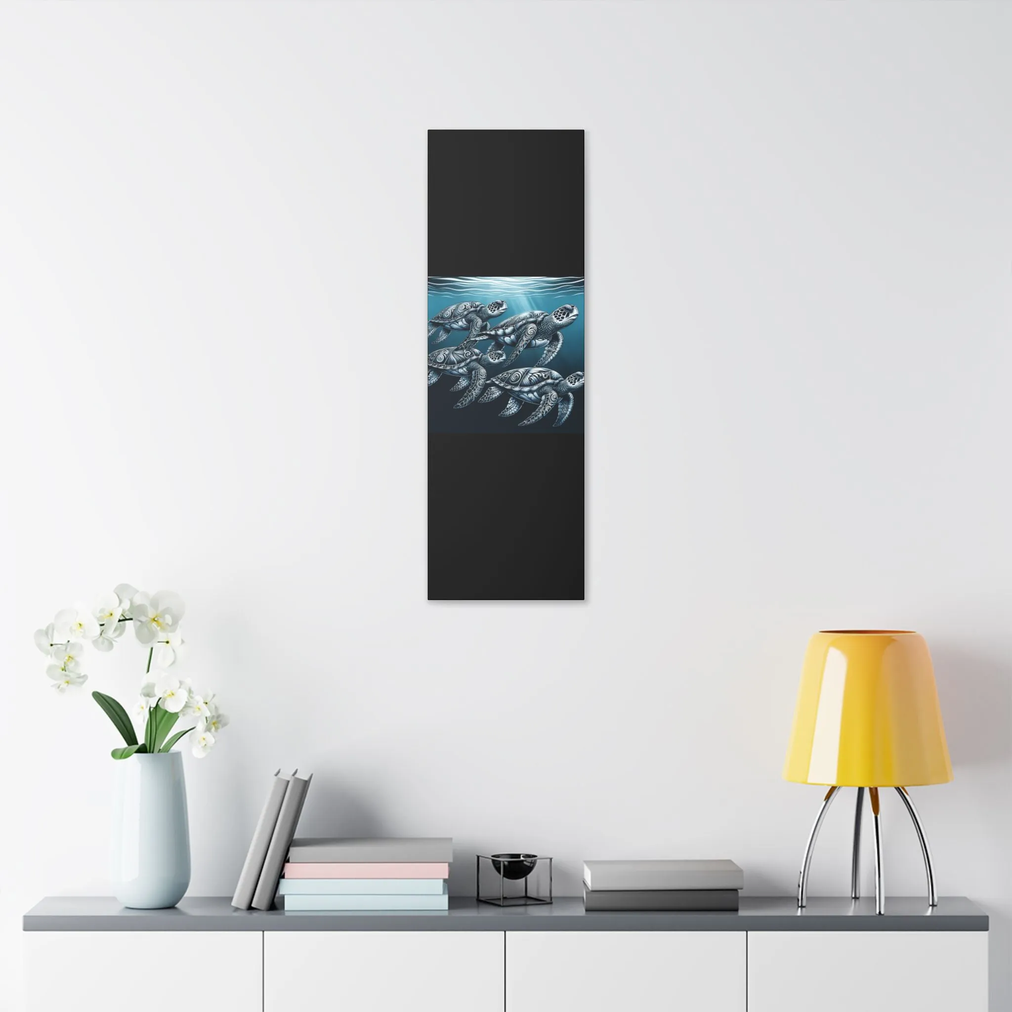 Ocean Turtle Stretched Canvas Art - Nautical Décor for Marine Life Lovers