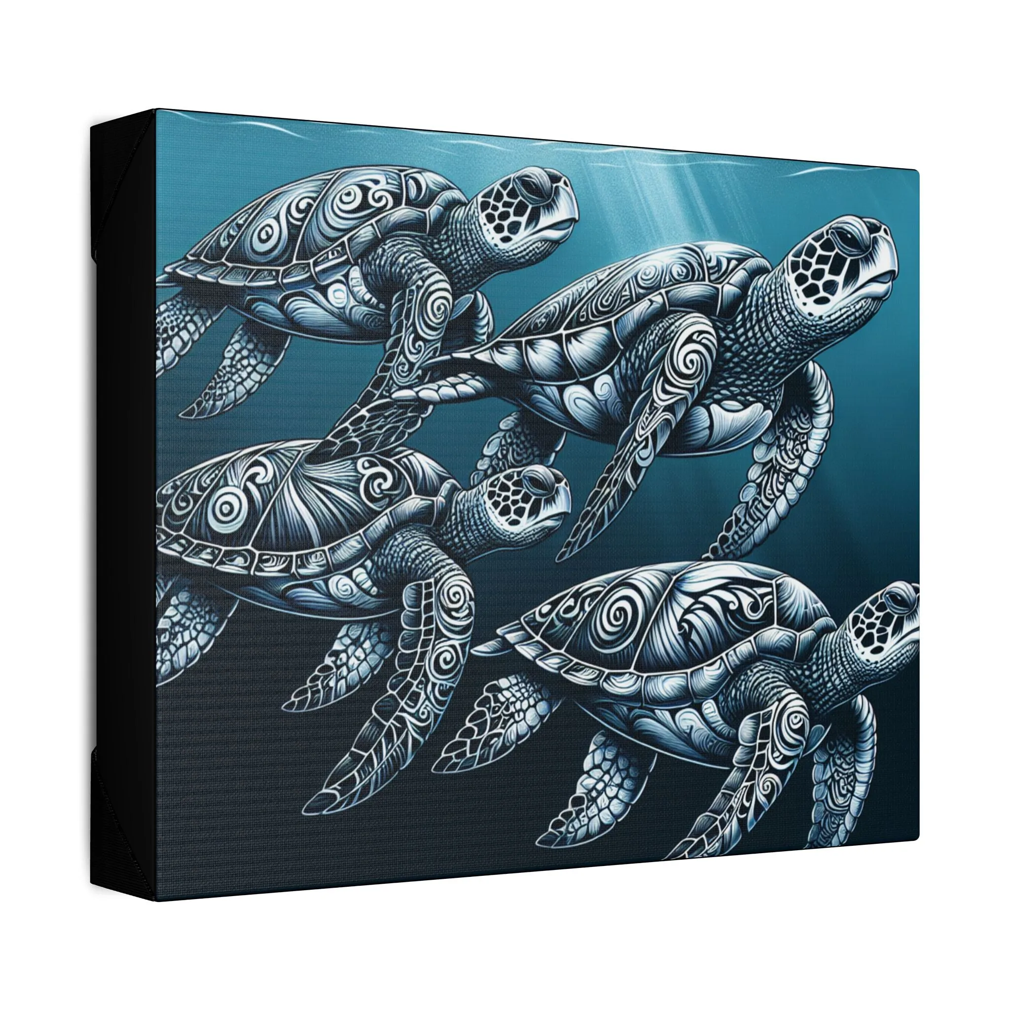 Ocean Turtle Stretched Canvas Art - Nautical Décor for Marine Life Lovers
