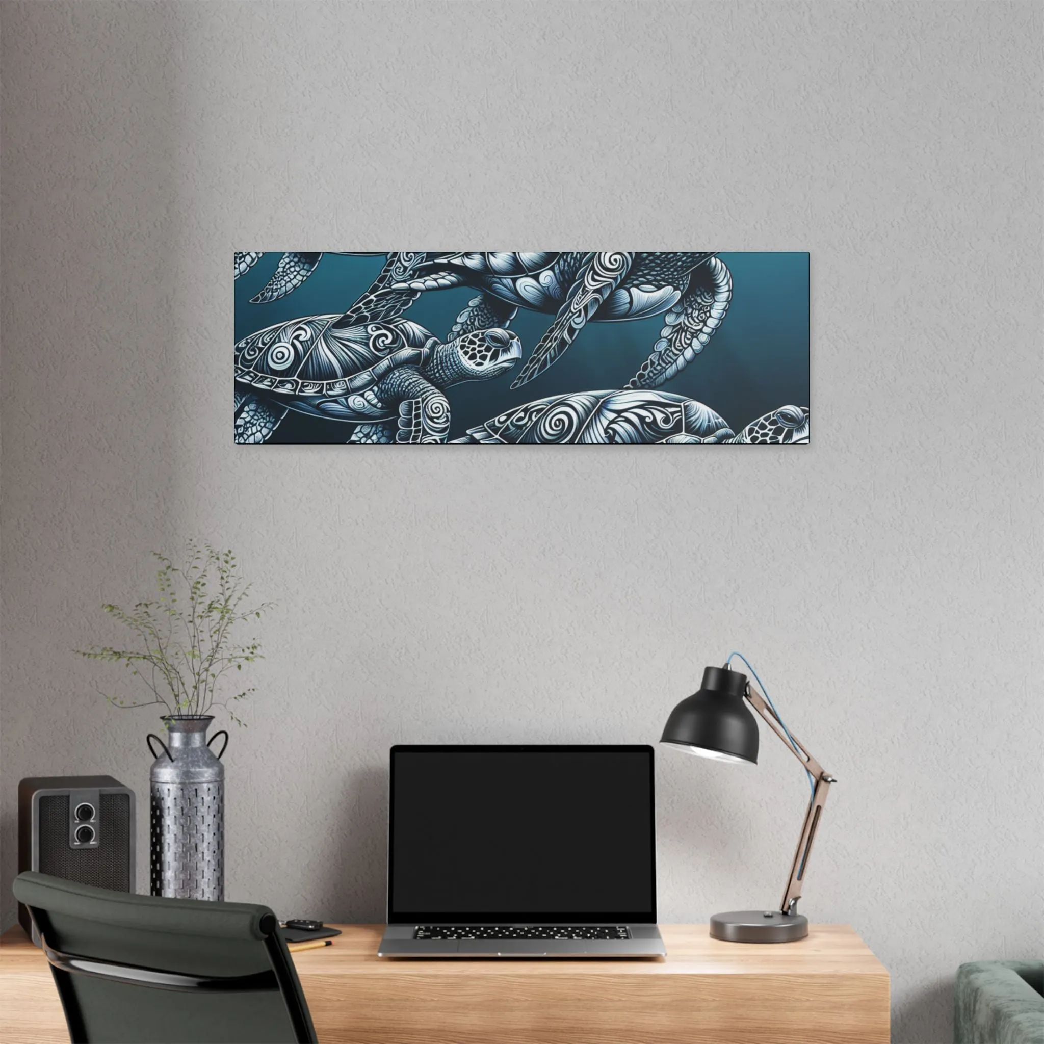 Ocean Turtle Stretched Canvas Art - Nautical Décor for Marine Life Lovers