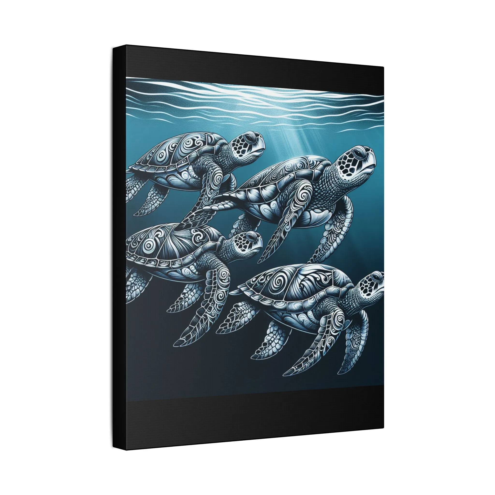 Ocean Turtle Stretched Canvas Art - Nautical Décor for Marine Life Lovers