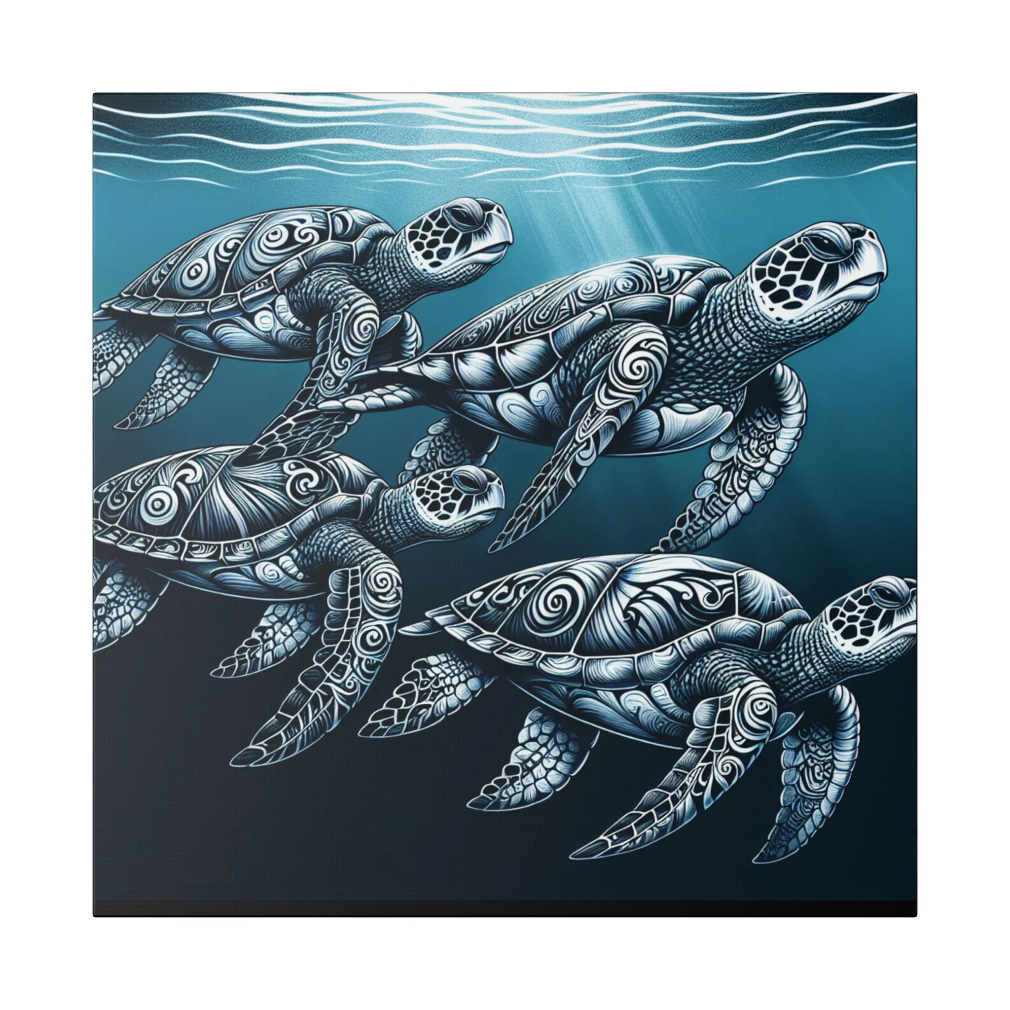 Ocean Turtle Stretched Canvas Art - Nautical Décor for Marine Life Lovers
