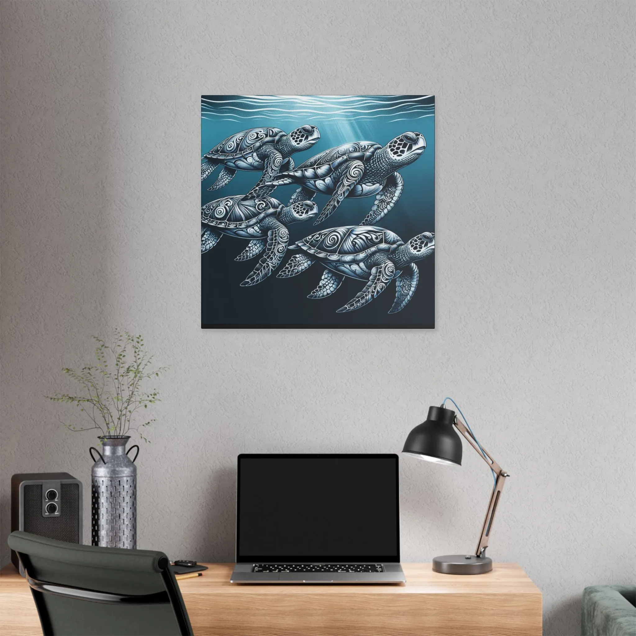 Ocean Turtle Stretched Canvas Art - Nautical Décor for Marine Life Lovers