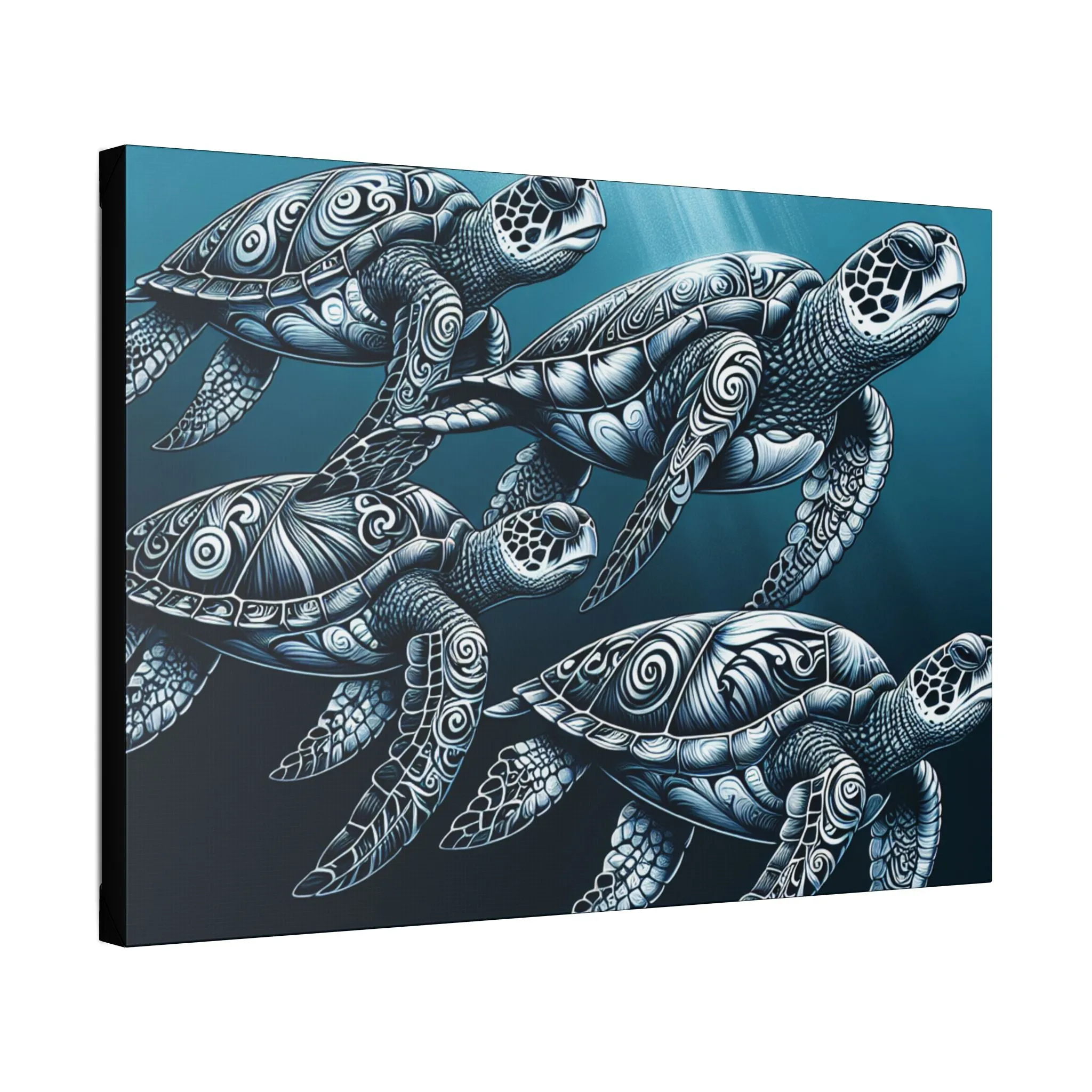 Ocean Turtle Stretched Canvas Art - Nautical Décor for Marine Life Lovers