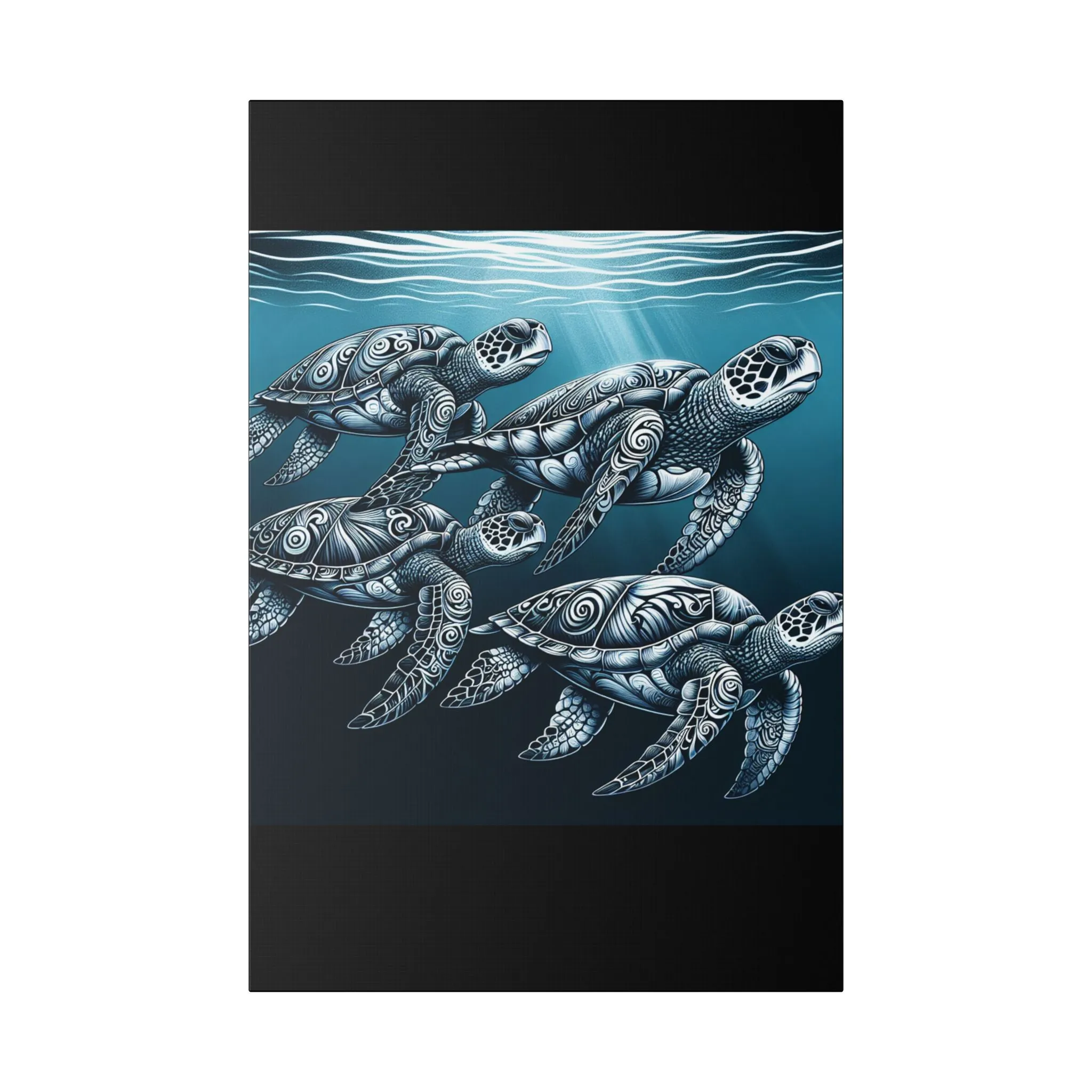 Ocean Turtle Stretched Canvas Art - Nautical Décor for Marine Life Lovers