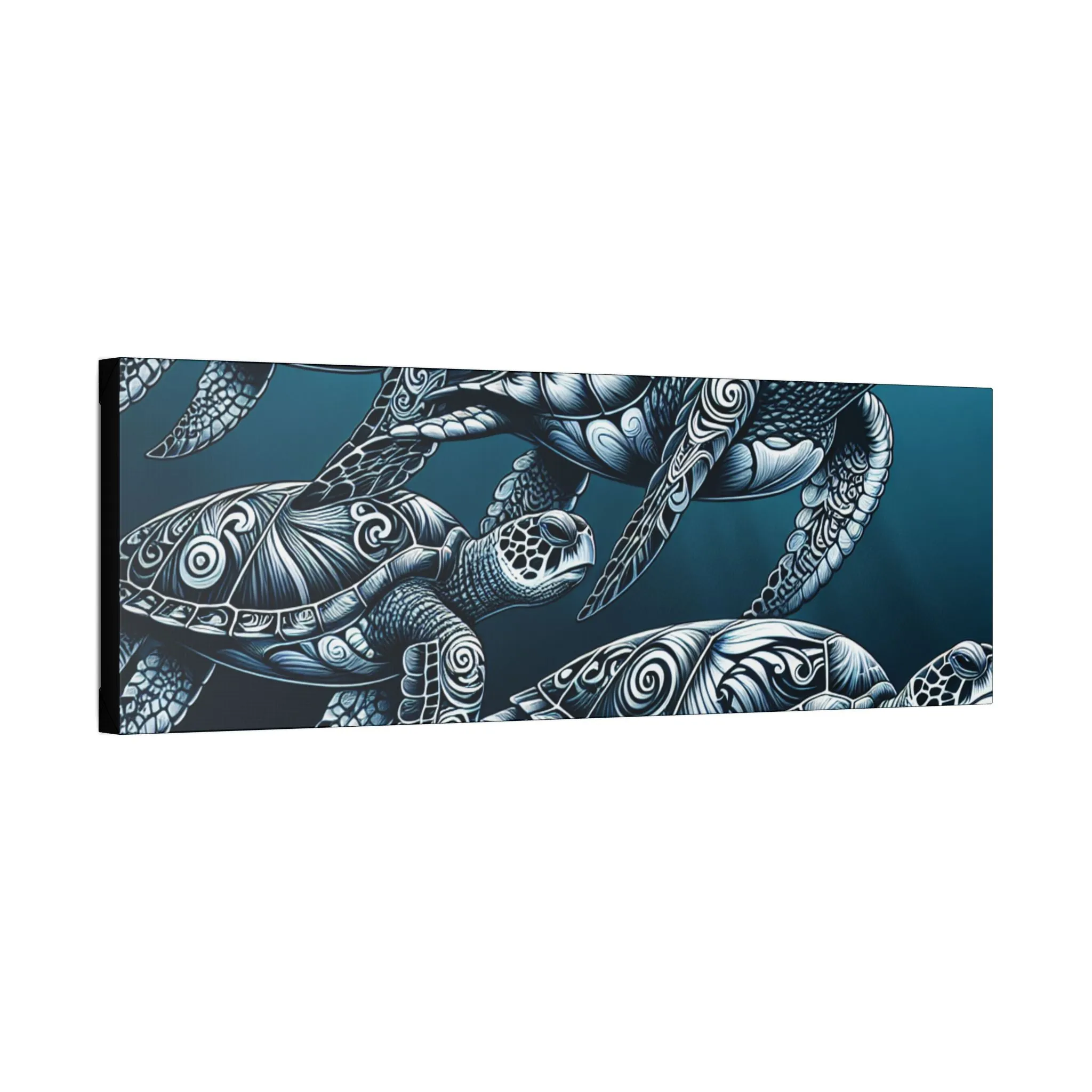 Ocean Turtle Stretched Canvas Art - Nautical Décor for Marine Life Lovers