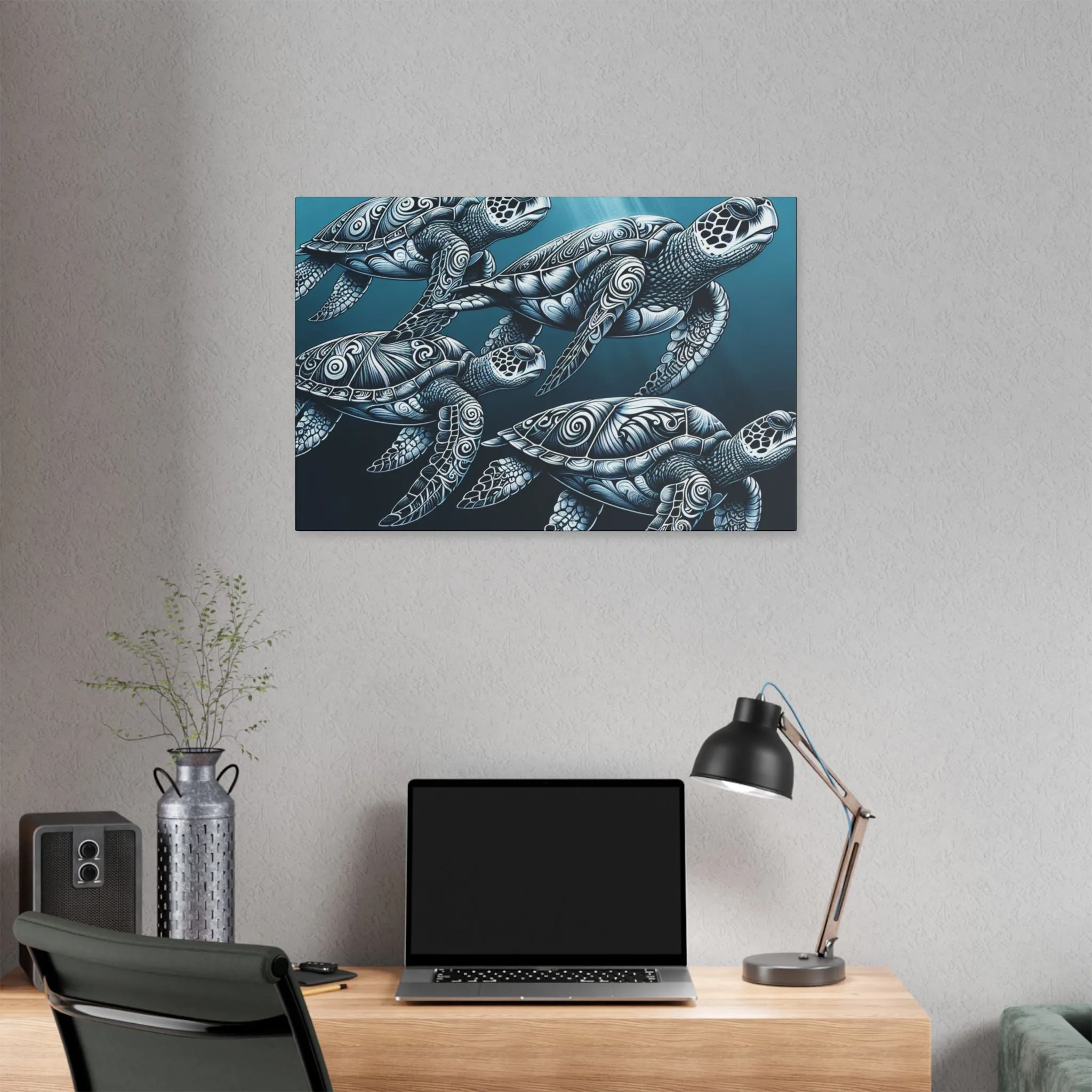 Ocean Turtle Stretched Canvas Art - Nautical Décor for Marine Life Lovers