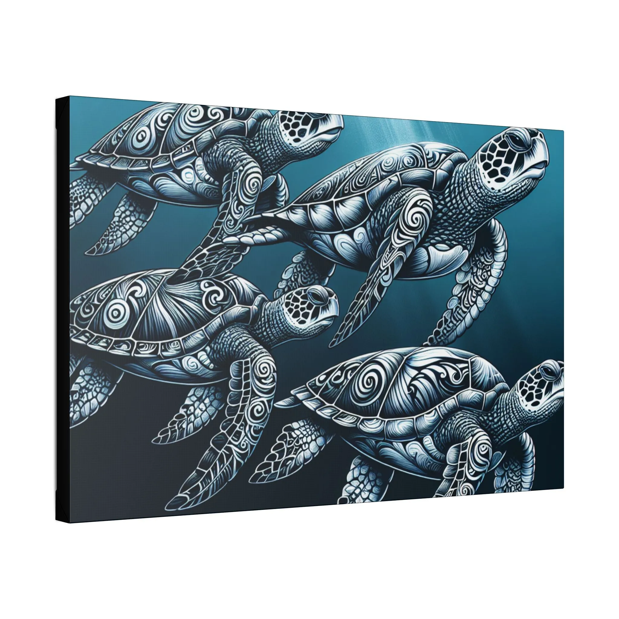 Ocean Turtle Stretched Canvas Art - Nautical Décor for Marine Life Lovers