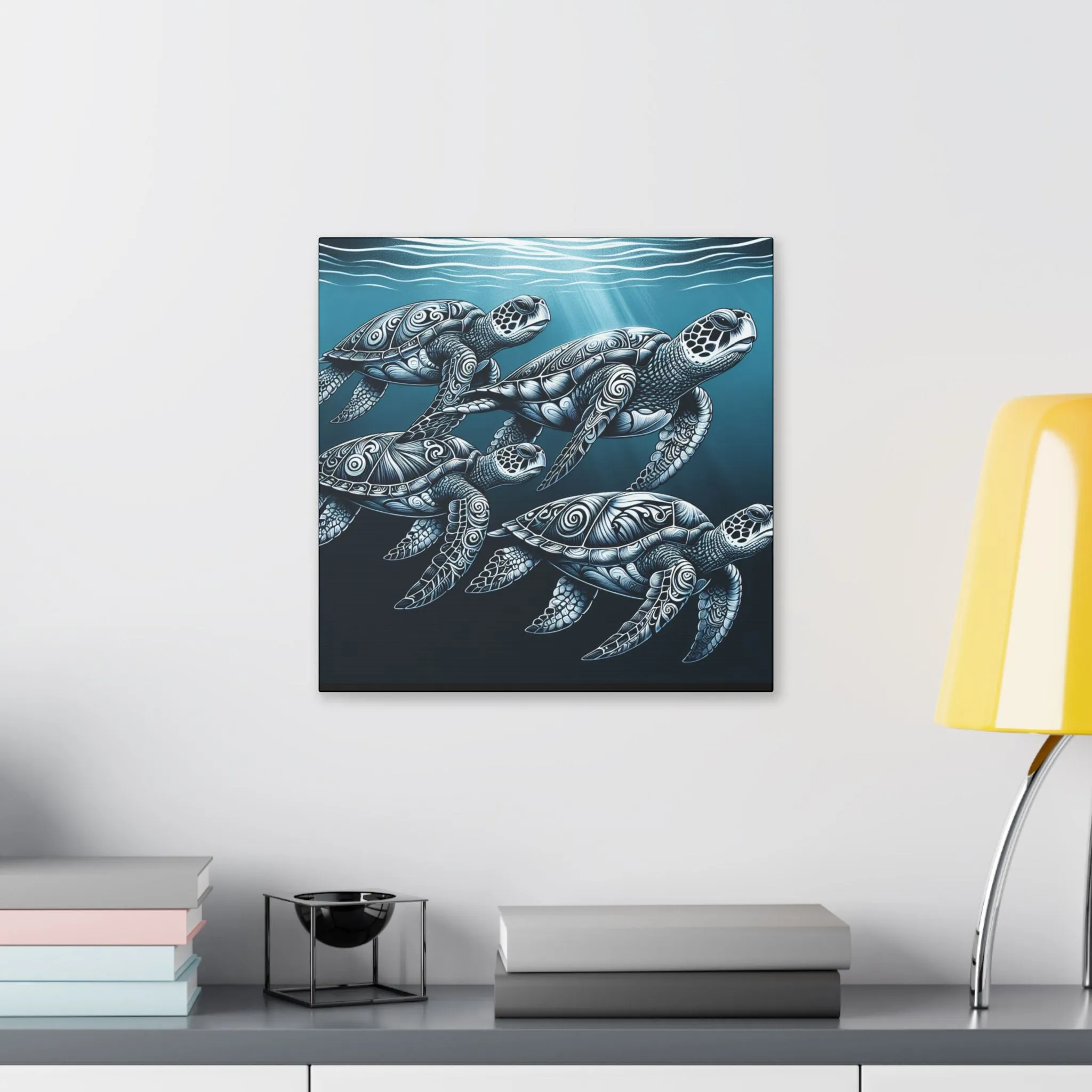 Ocean Turtle Stretched Canvas Art - Nautical Décor for Marine Life Lovers