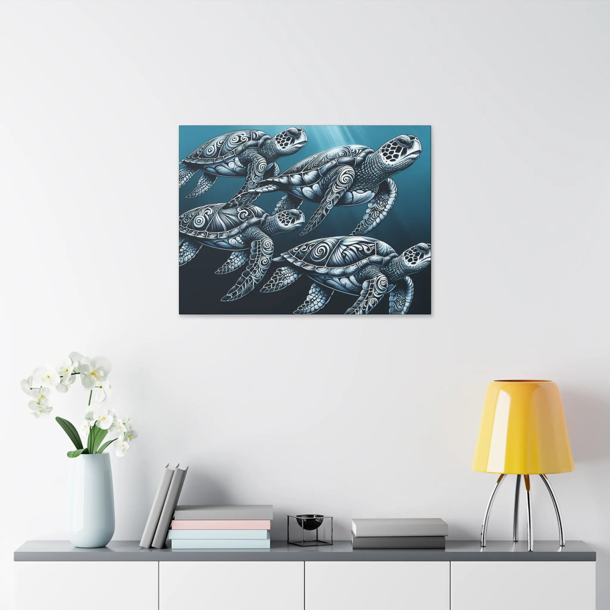 Ocean Turtle Stretched Canvas Art - Nautical Décor for Marine Life Lovers