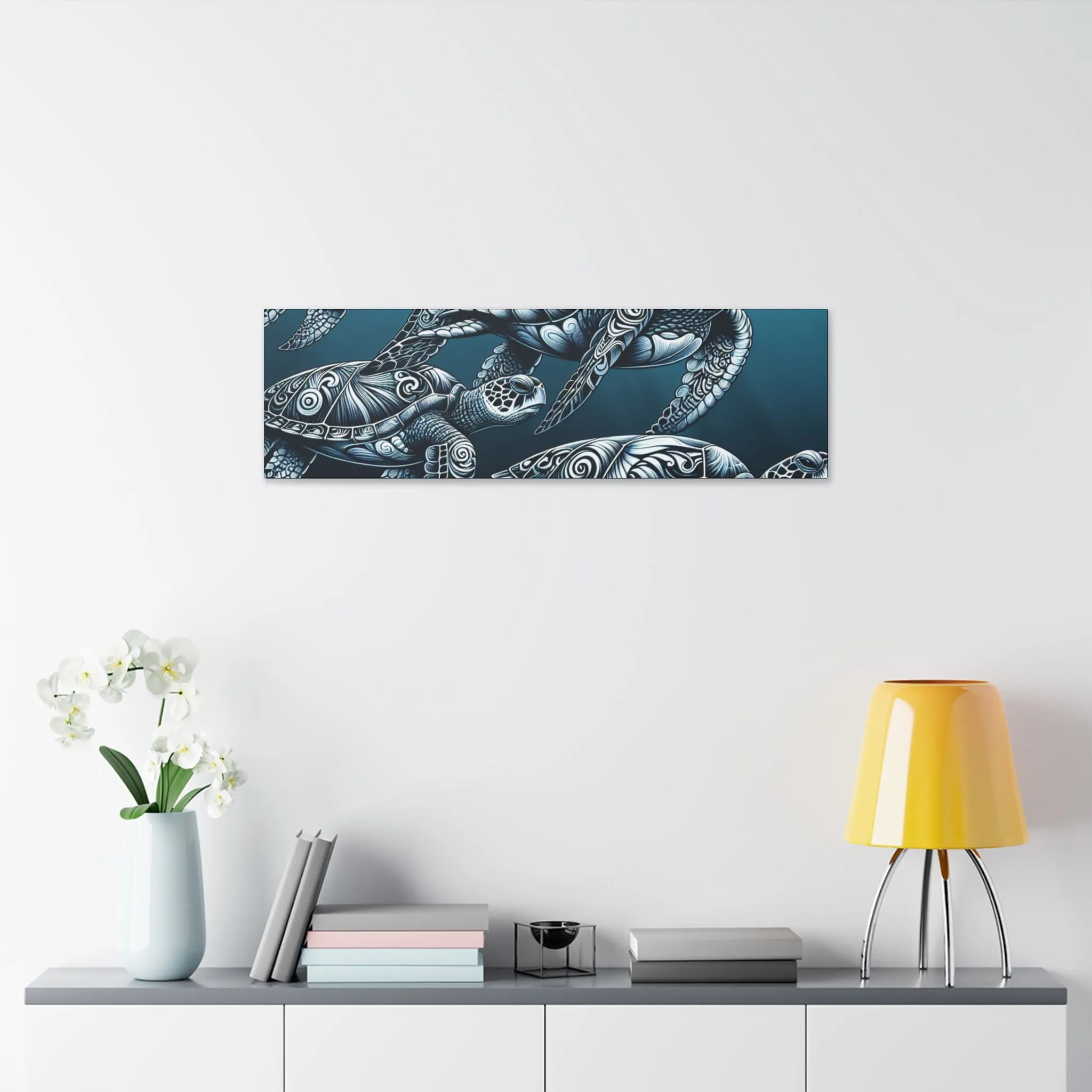 Ocean Turtle Stretched Canvas Art - Nautical Décor for Marine Life Lovers