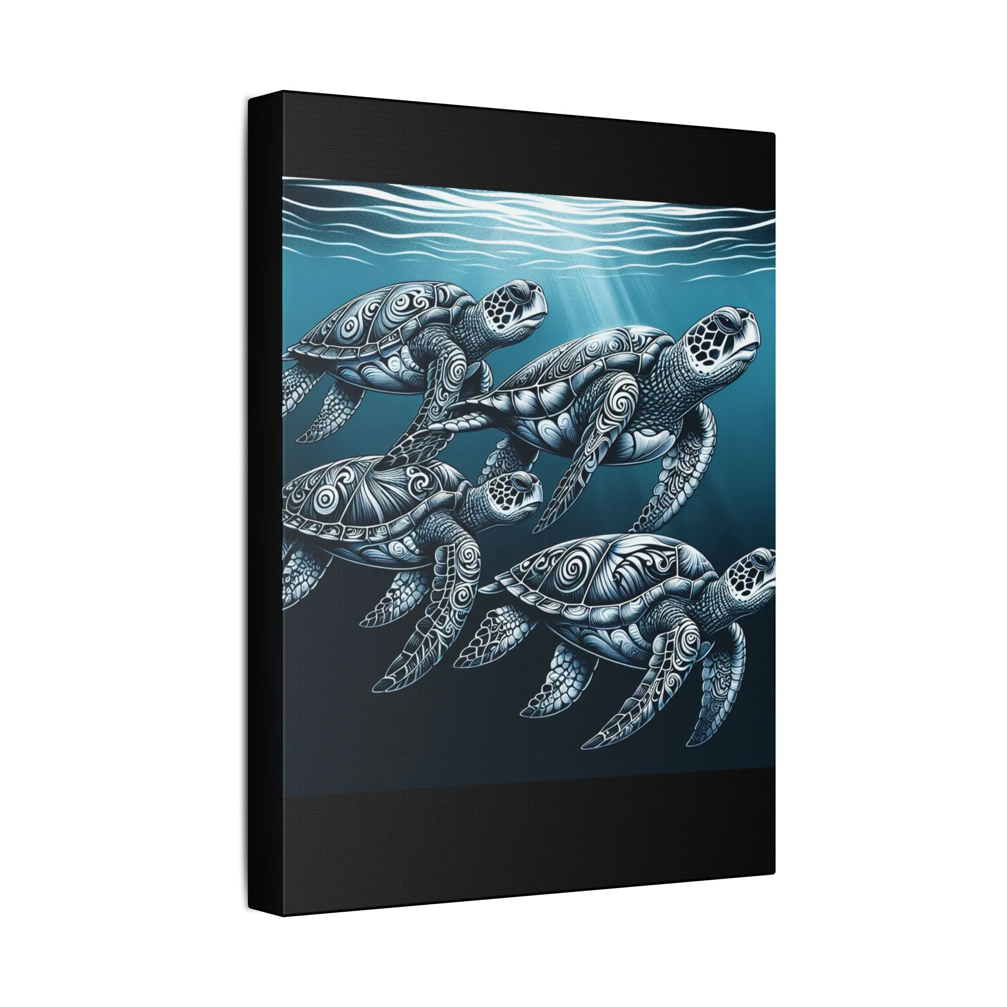 Ocean Turtle Stretched Canvas Art - Nautical Décor for Marine Life Lovers