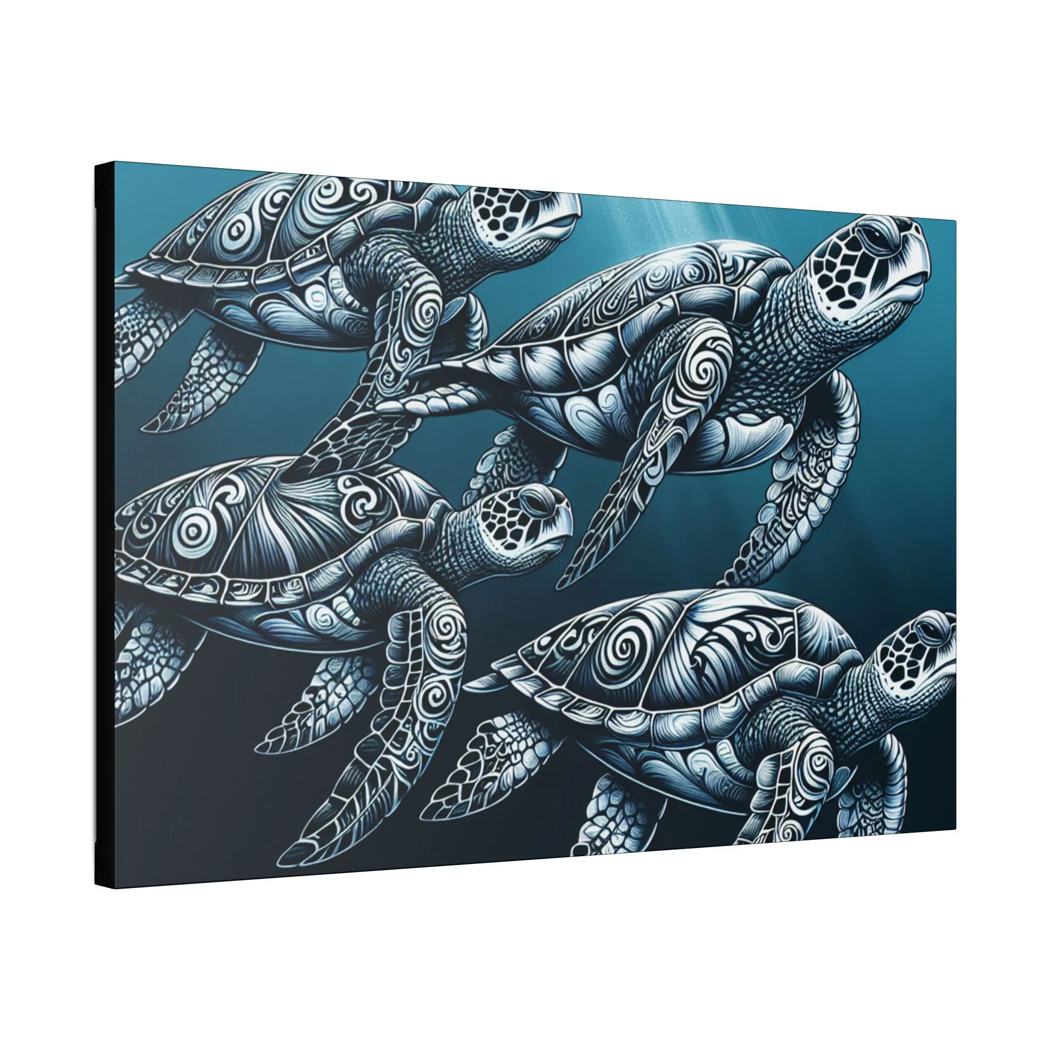 Ocean Turtle Stretched Canvas Art - Nautical Décor for Marine Life Lovers