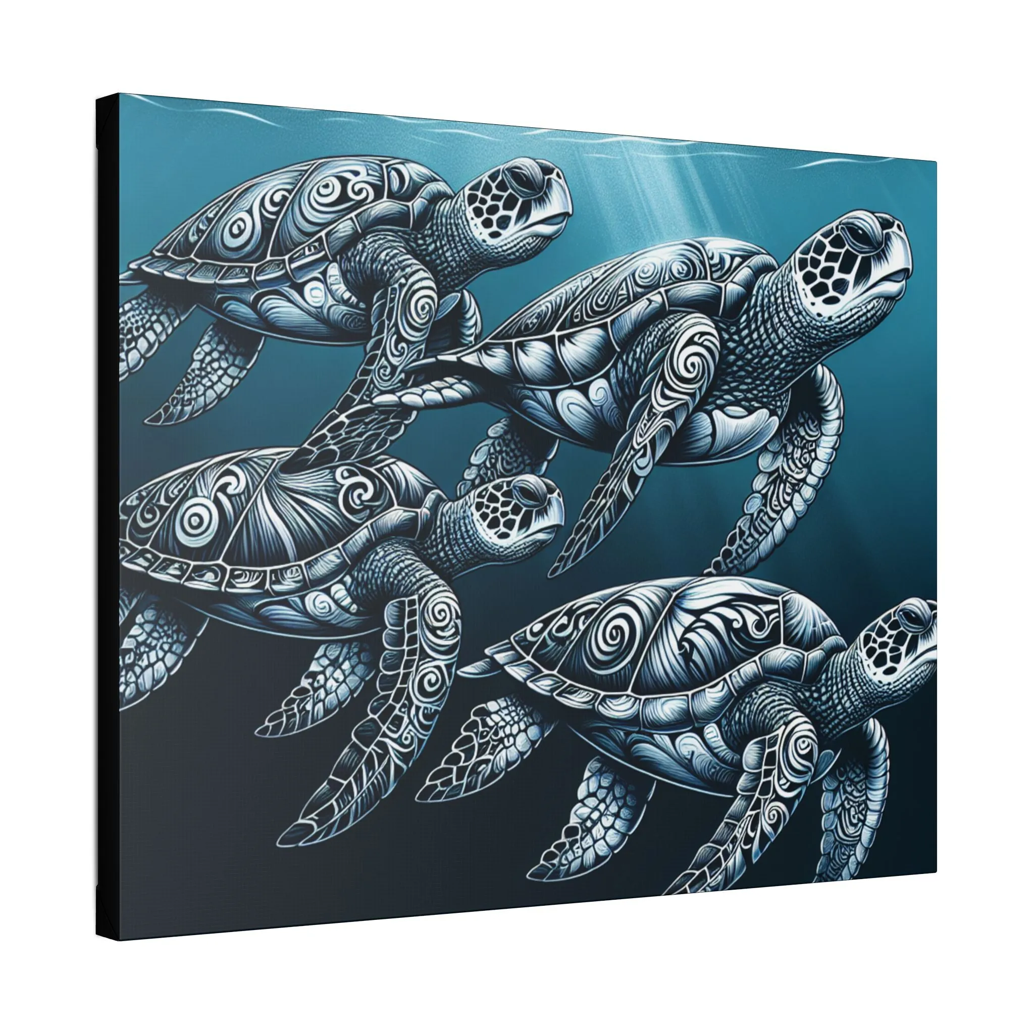 Ocean Turtle Stretched Canvas Art - Nautical Décor for Marine Life Lovers