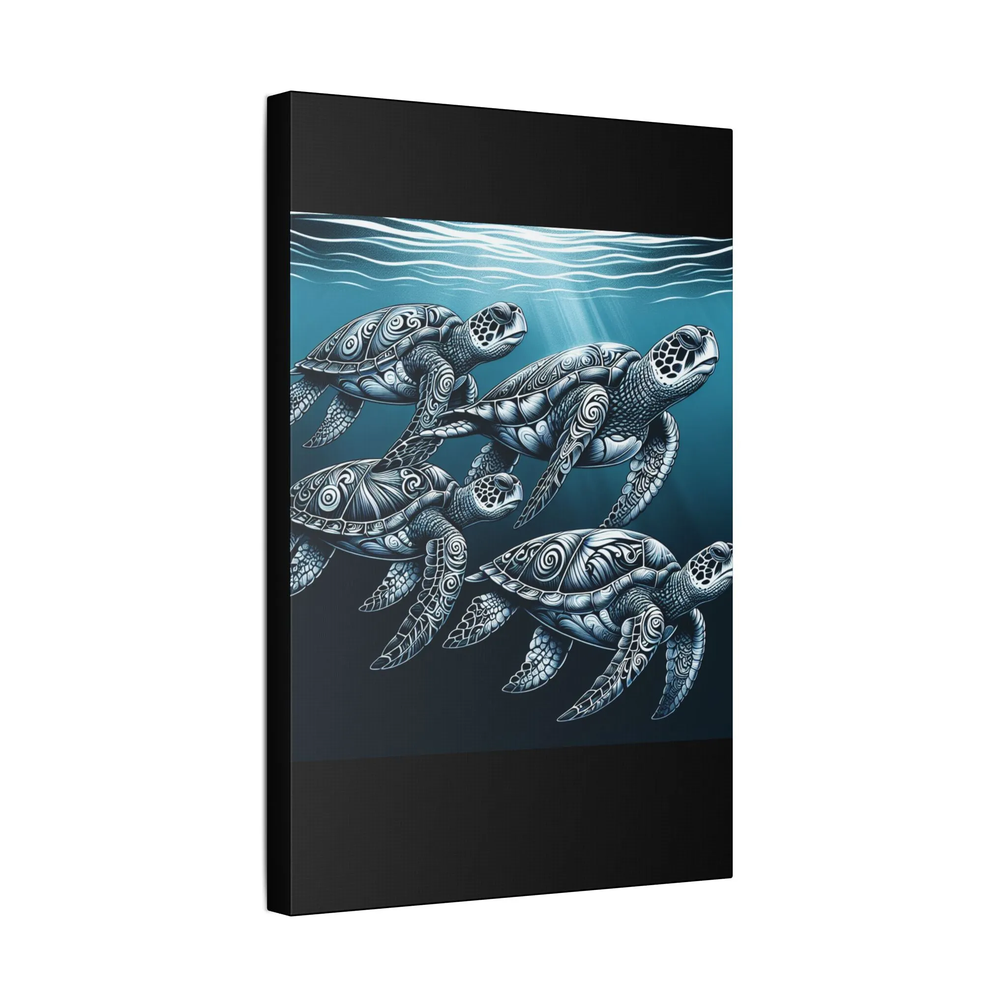 Ocean Turtle Stretched Canvas Art - Nautical Décor for Marine Life Lovers