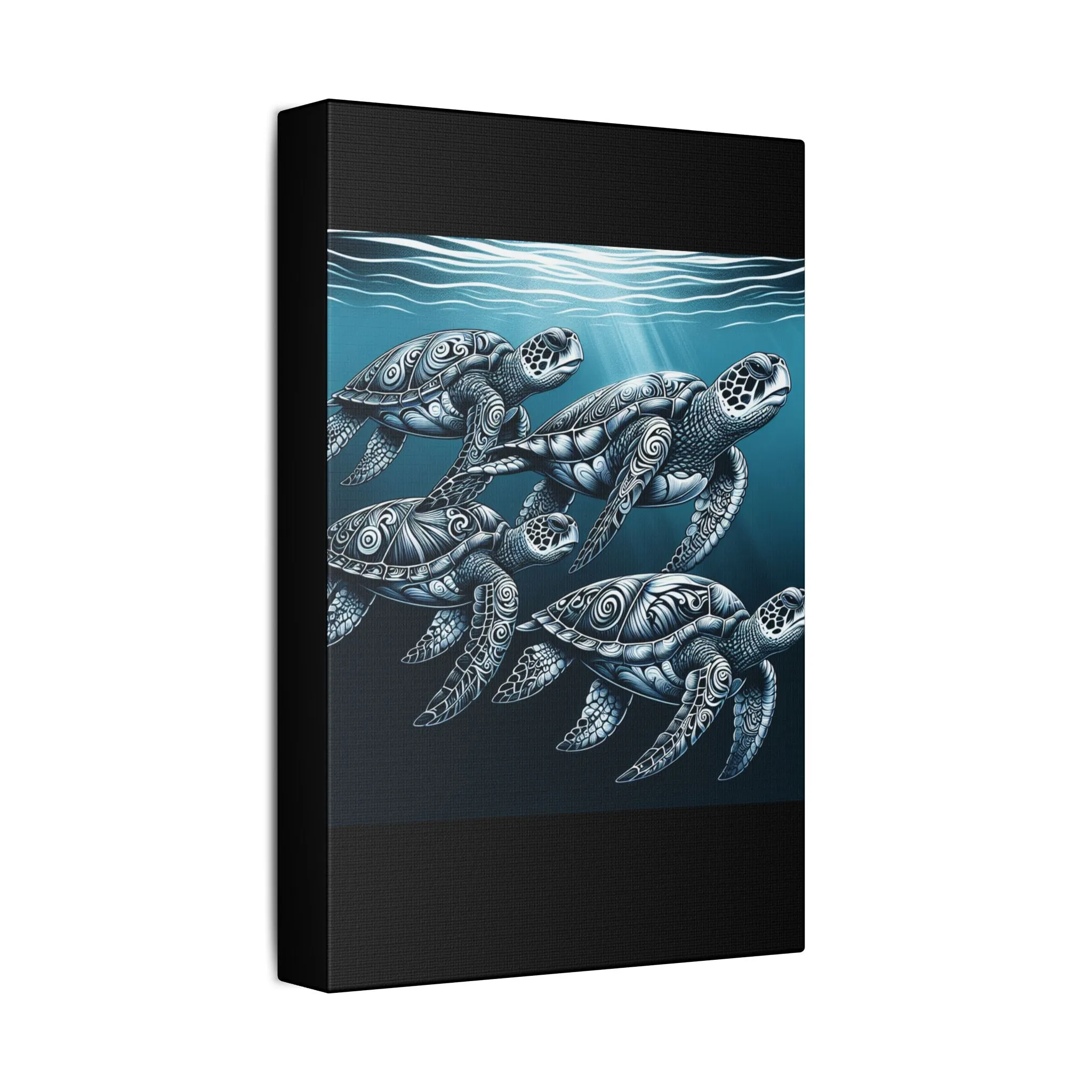 Ocean Turtle Stretched Canvas Art - Nautical Décor for Marine Life Lovers