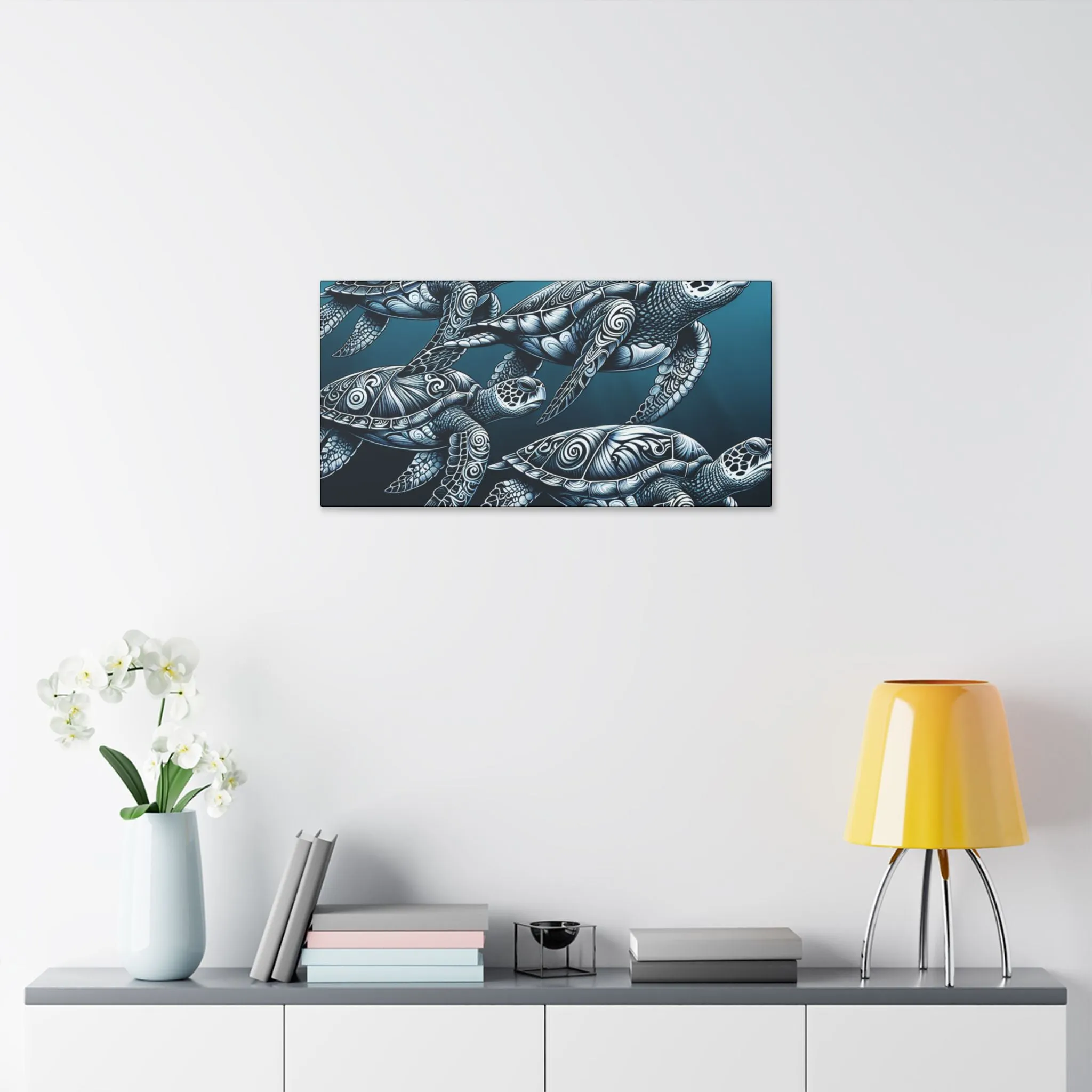 Ocean Turtle Stretched Canvas Art - Nautical Décor for Marine Life Lovers