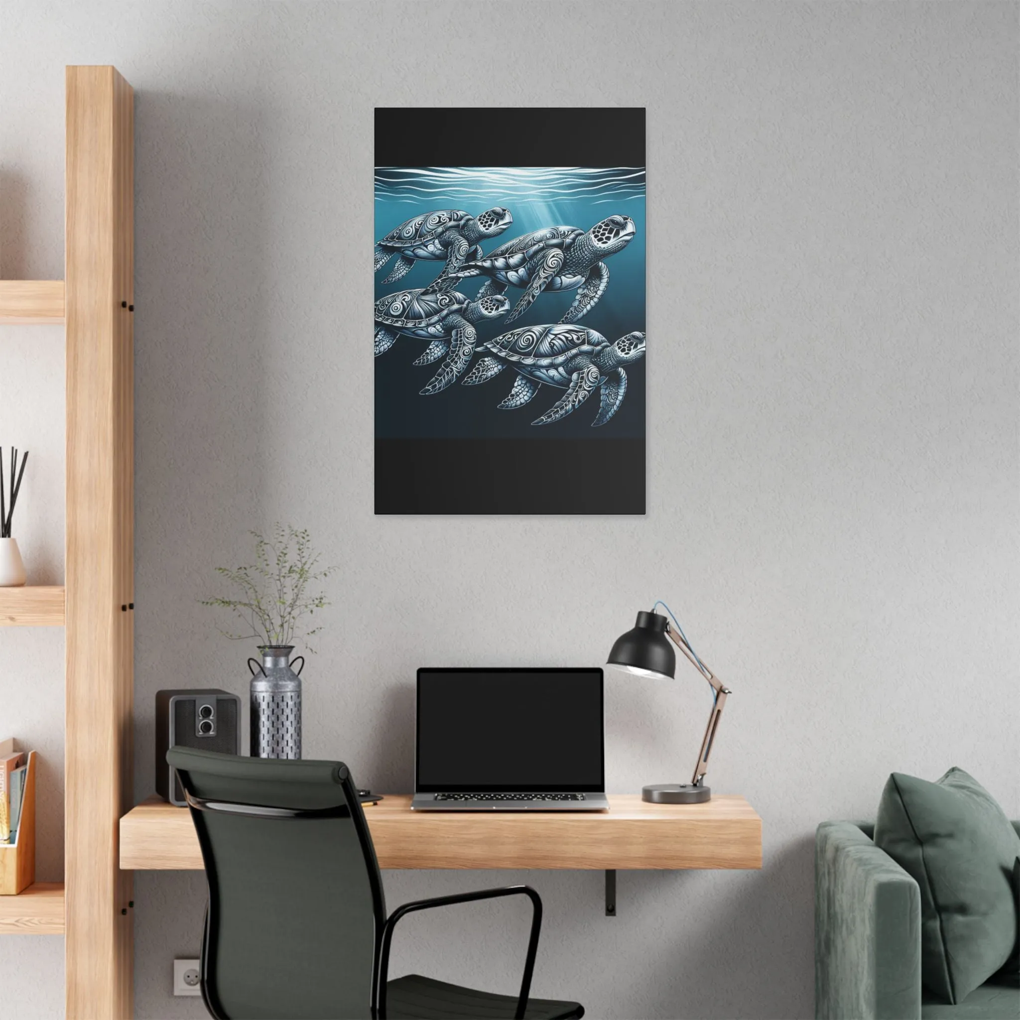 Ocean Turtle Stretched Canvas Art - Nautical Décor for Marine Life Lovers