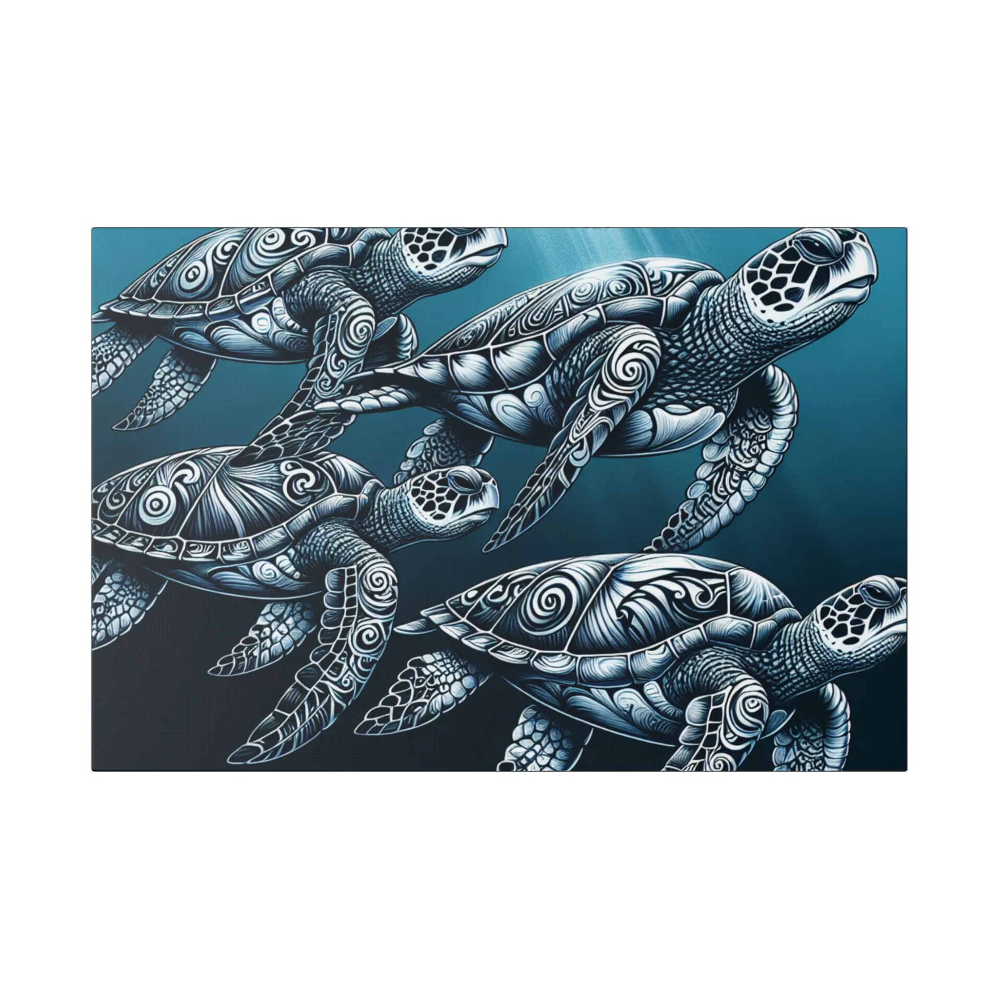 Ocean Turtle Stretched Canvas Art - Nautical Décor for Marine Life Lovers