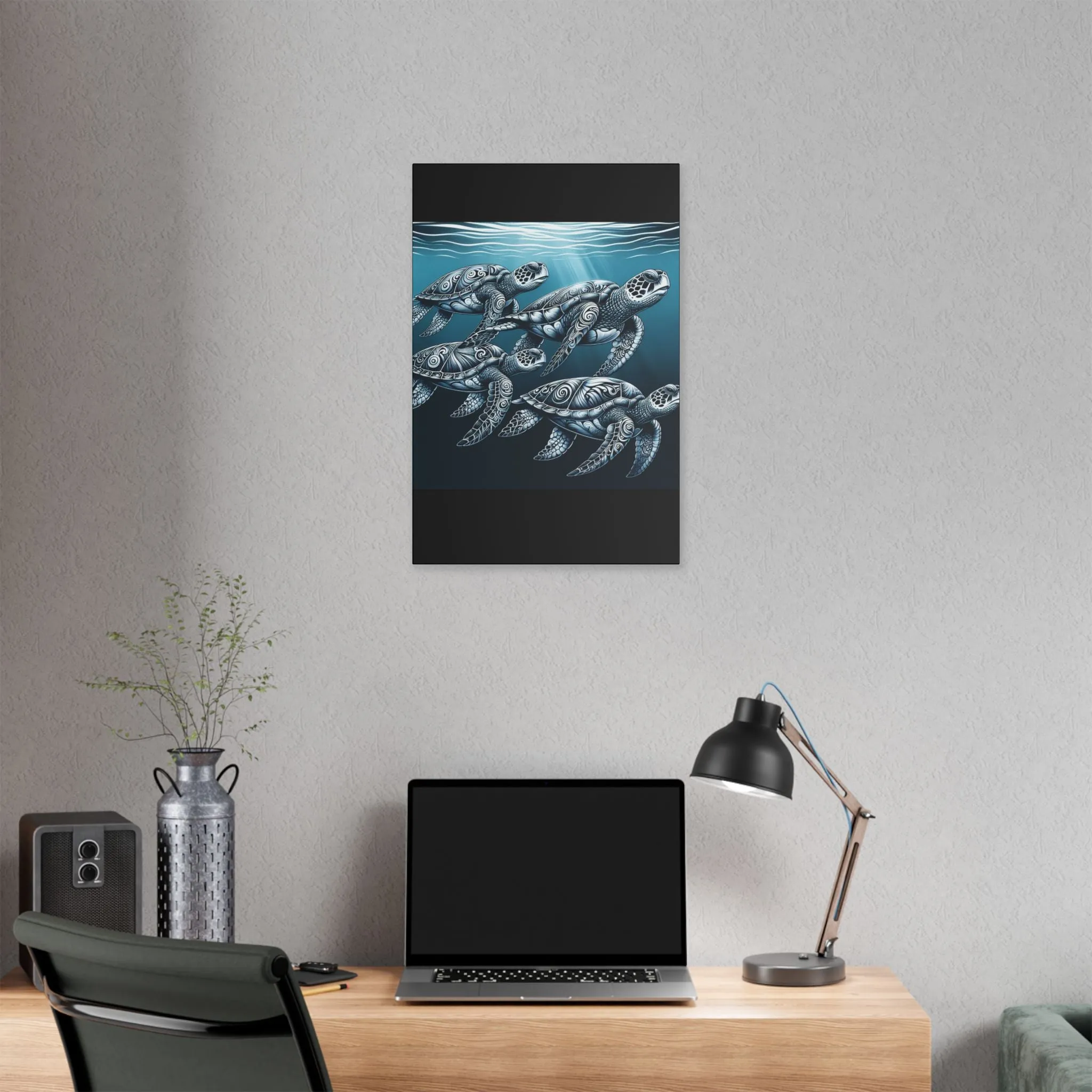 Ocean Turtle Stretched Canvas Art - Nautical Décor for Marine Life Lovers