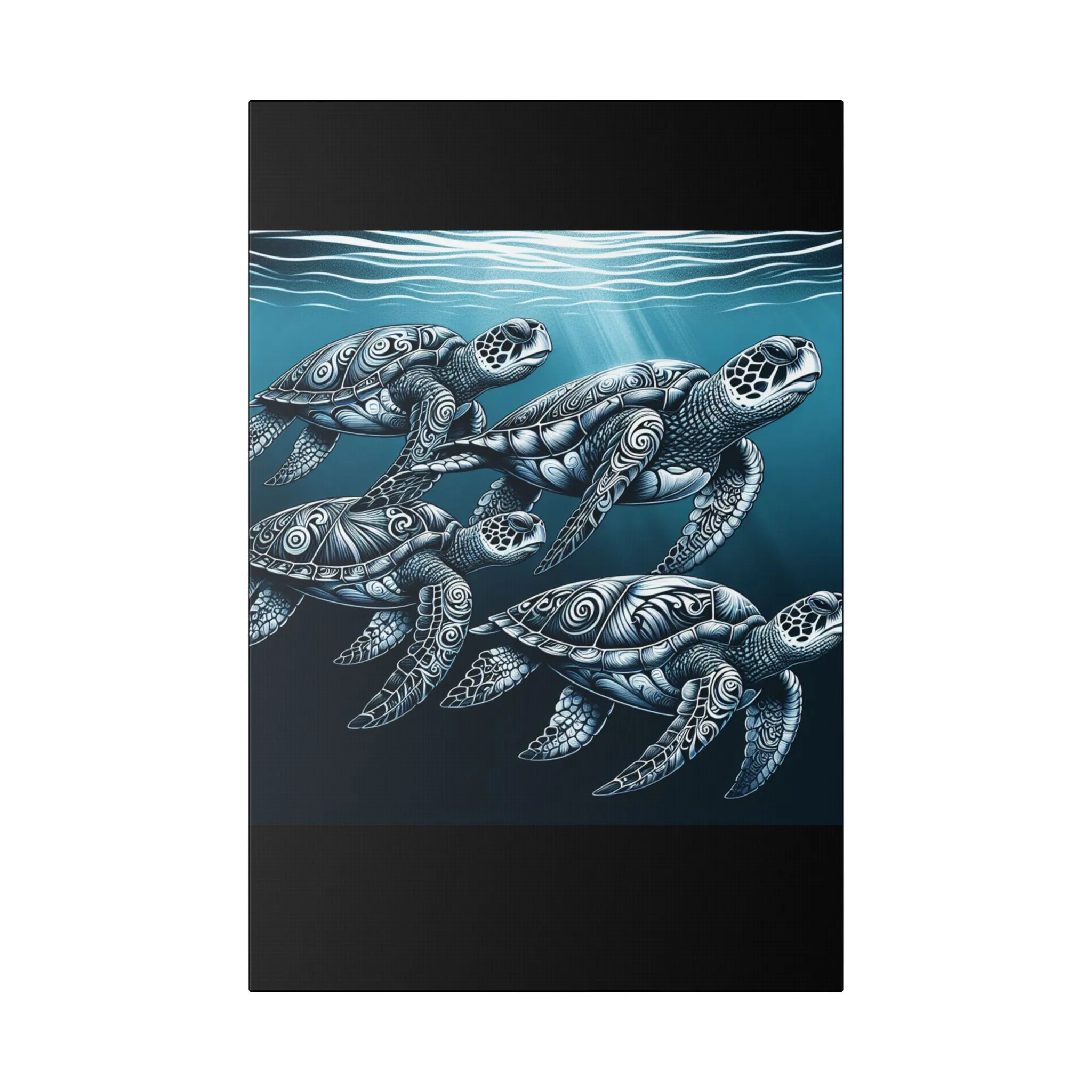 Ocean Turtle Stretched Canvas Art - Nautical Décor for Marine Life Lovers