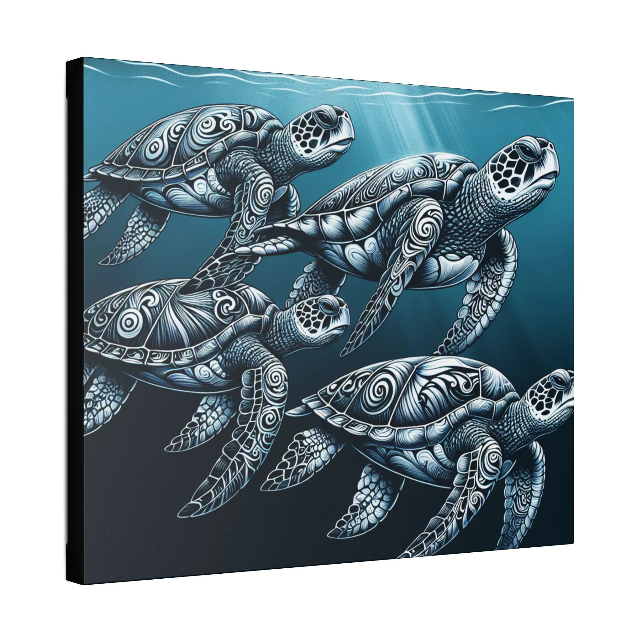 Ocean Turtle Stretched Canvas Art - Nautical Décor for Marine Life Lovers