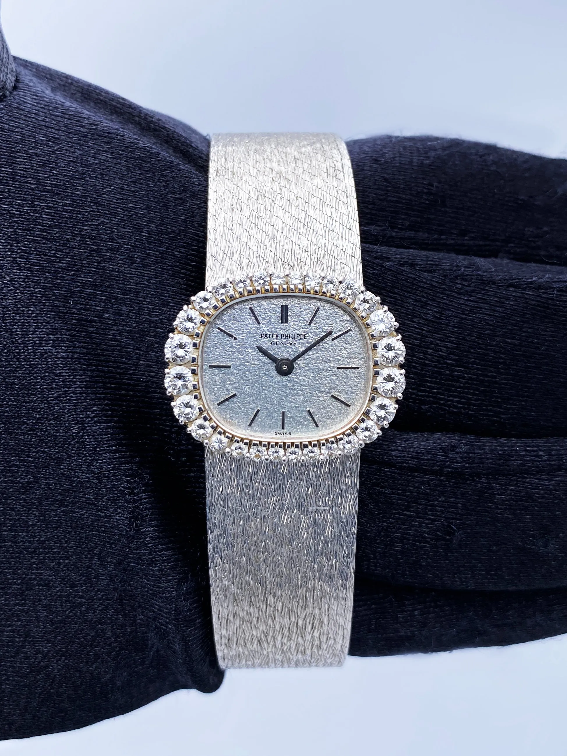Patek Philippe Diamond Bezel 18K White Gold Ladies Watch