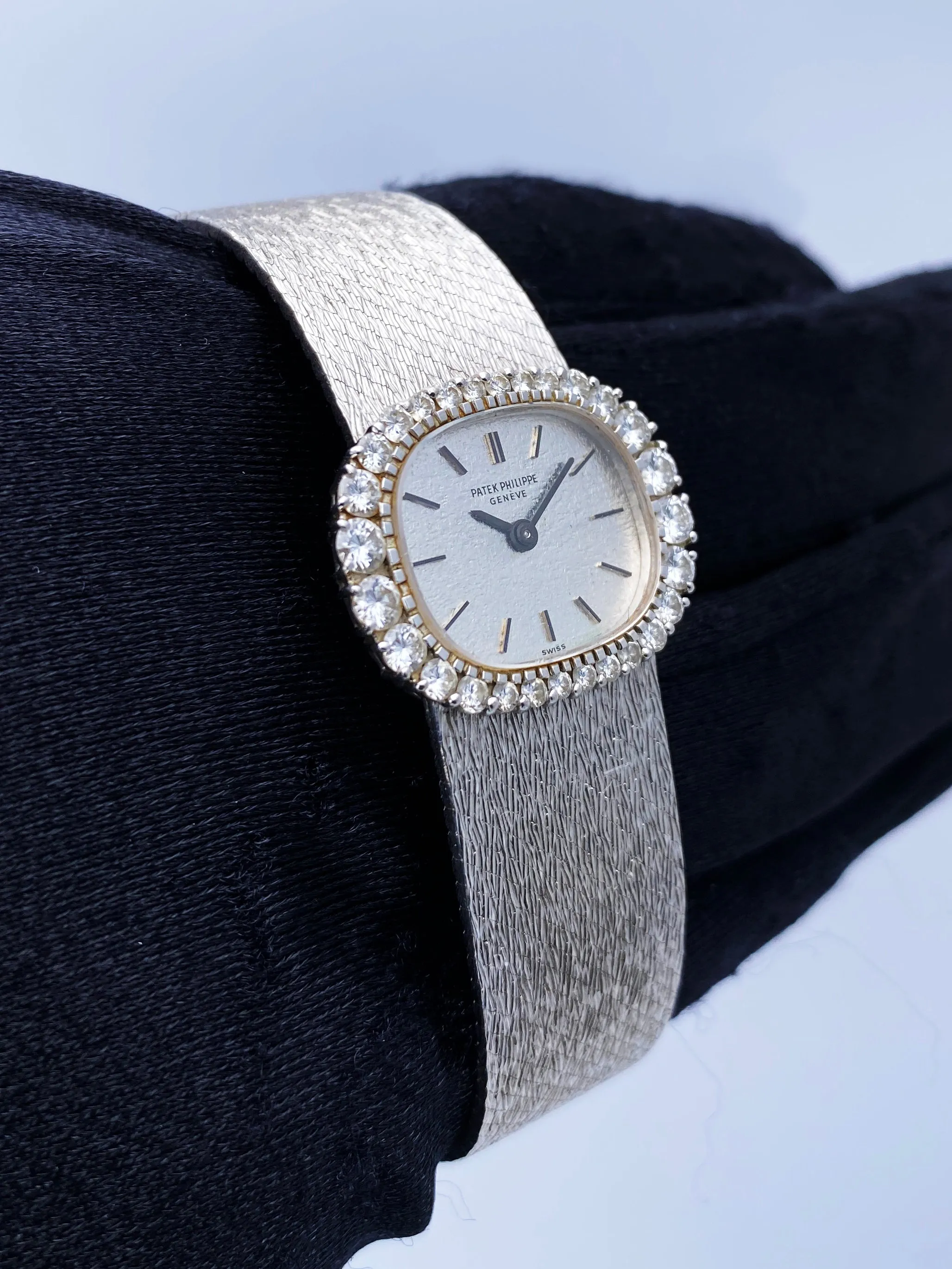 Patek Philippe Diamond Bezel 18K White Gold Ladies Watch