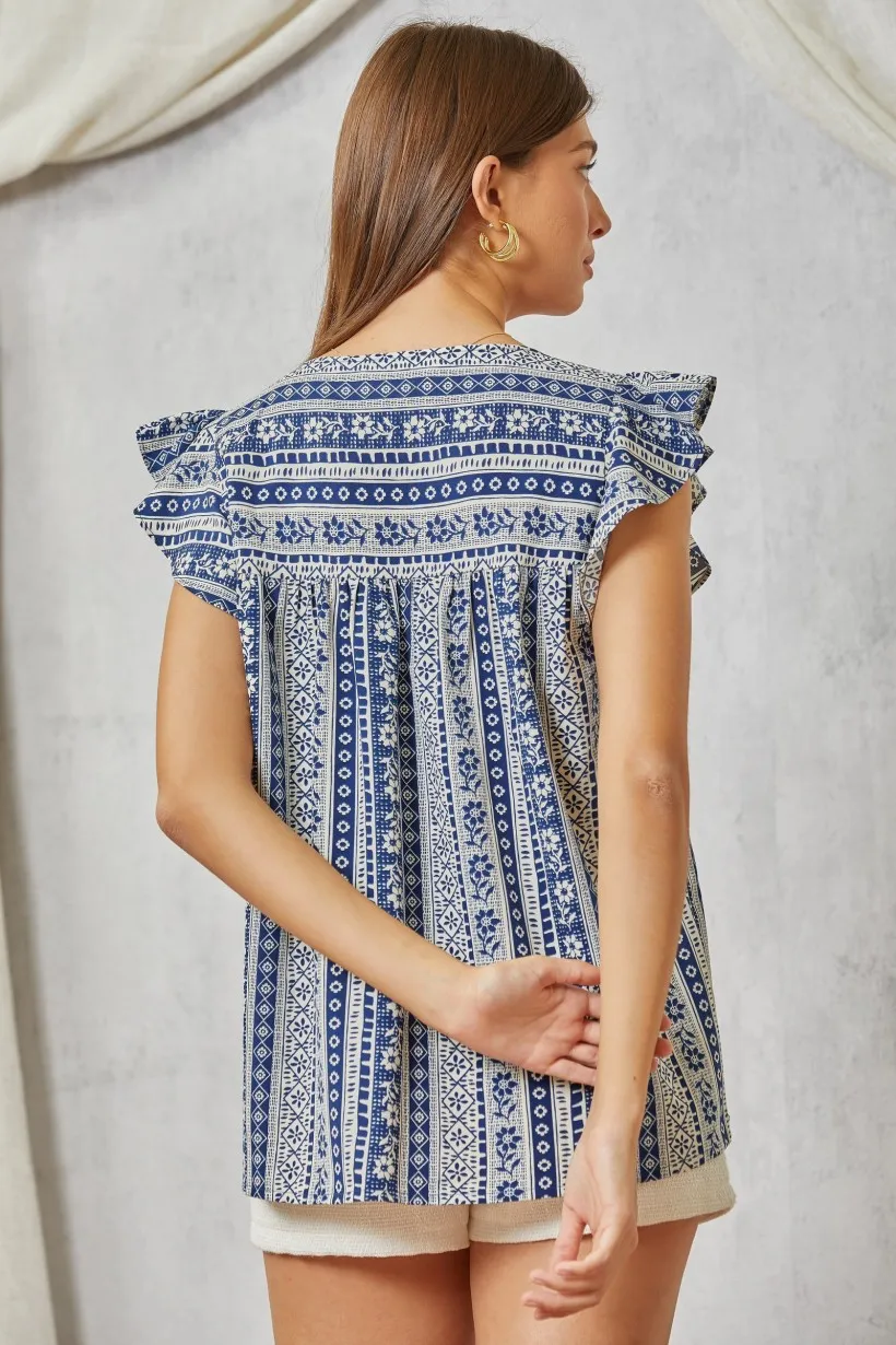 Paycen Flutter V-Neck Top