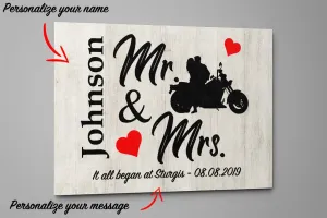 PERSONALIZED Mr & Mrs Biker Canvas