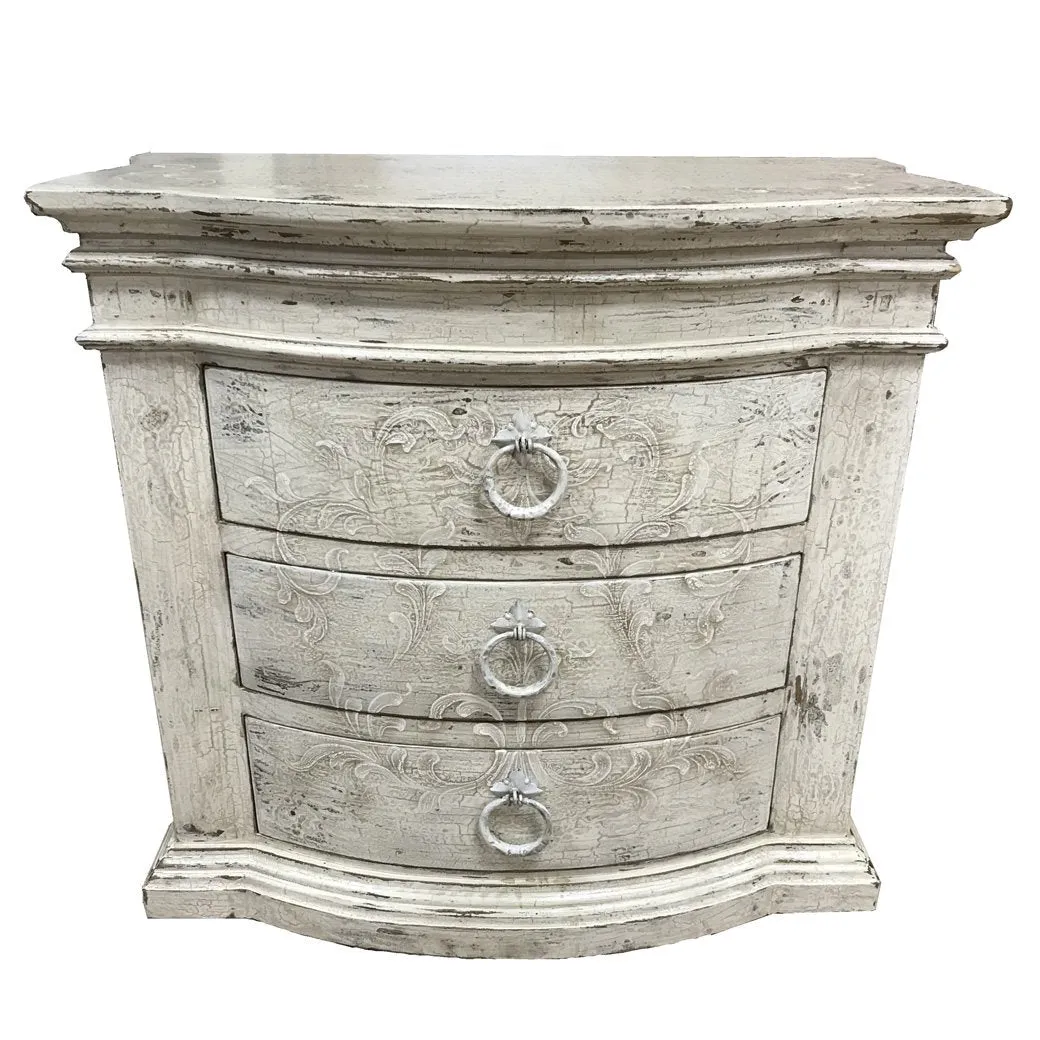 Peruvian Hand Crafted Milan Nightstand Antique White Finish