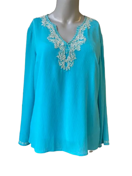 Peter Nygard Blue Petites Camisole Blouse