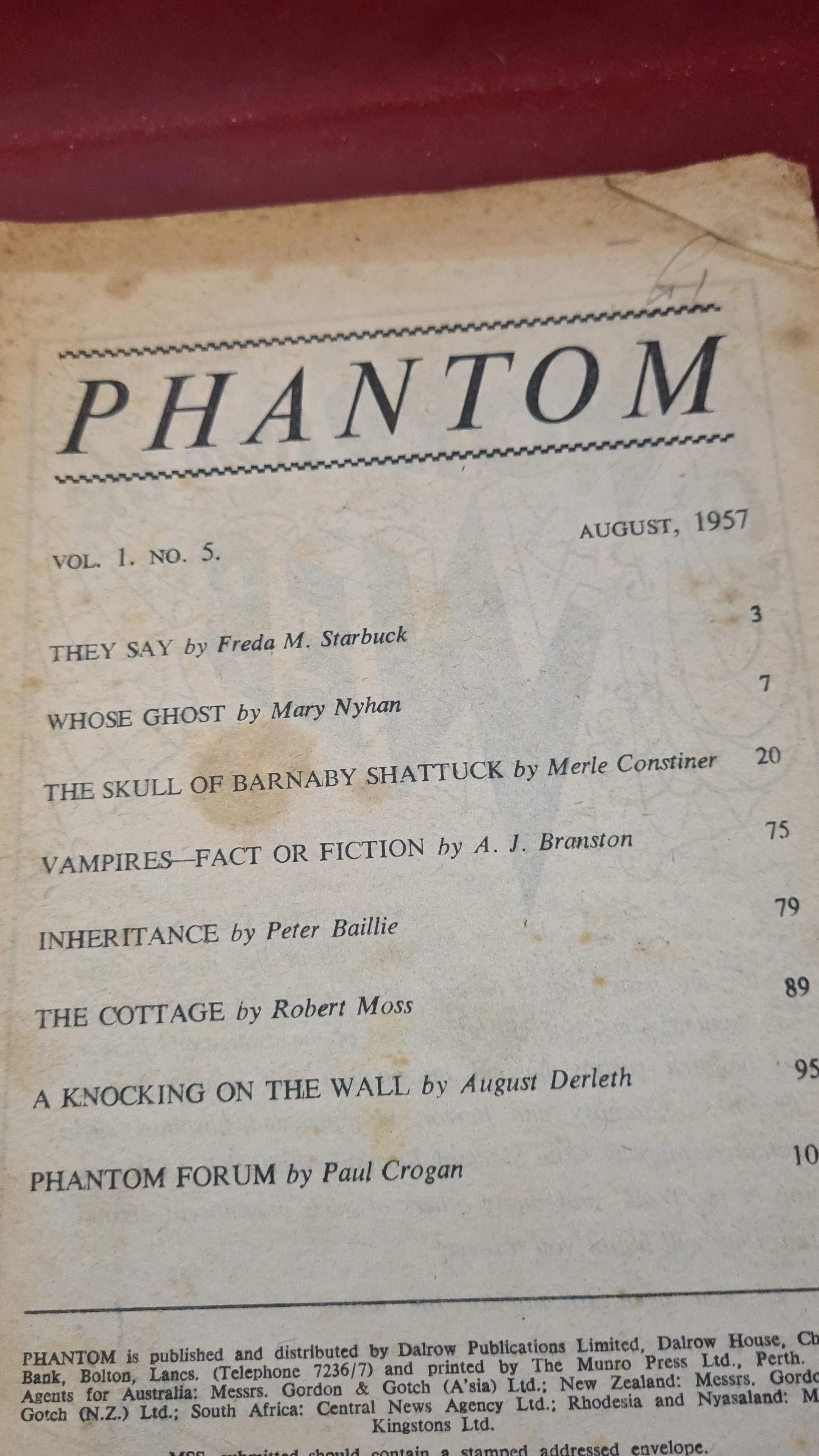 Phantom Volume's  1 Number 5, 9, 10, 11, 12, August 1957- March 1958