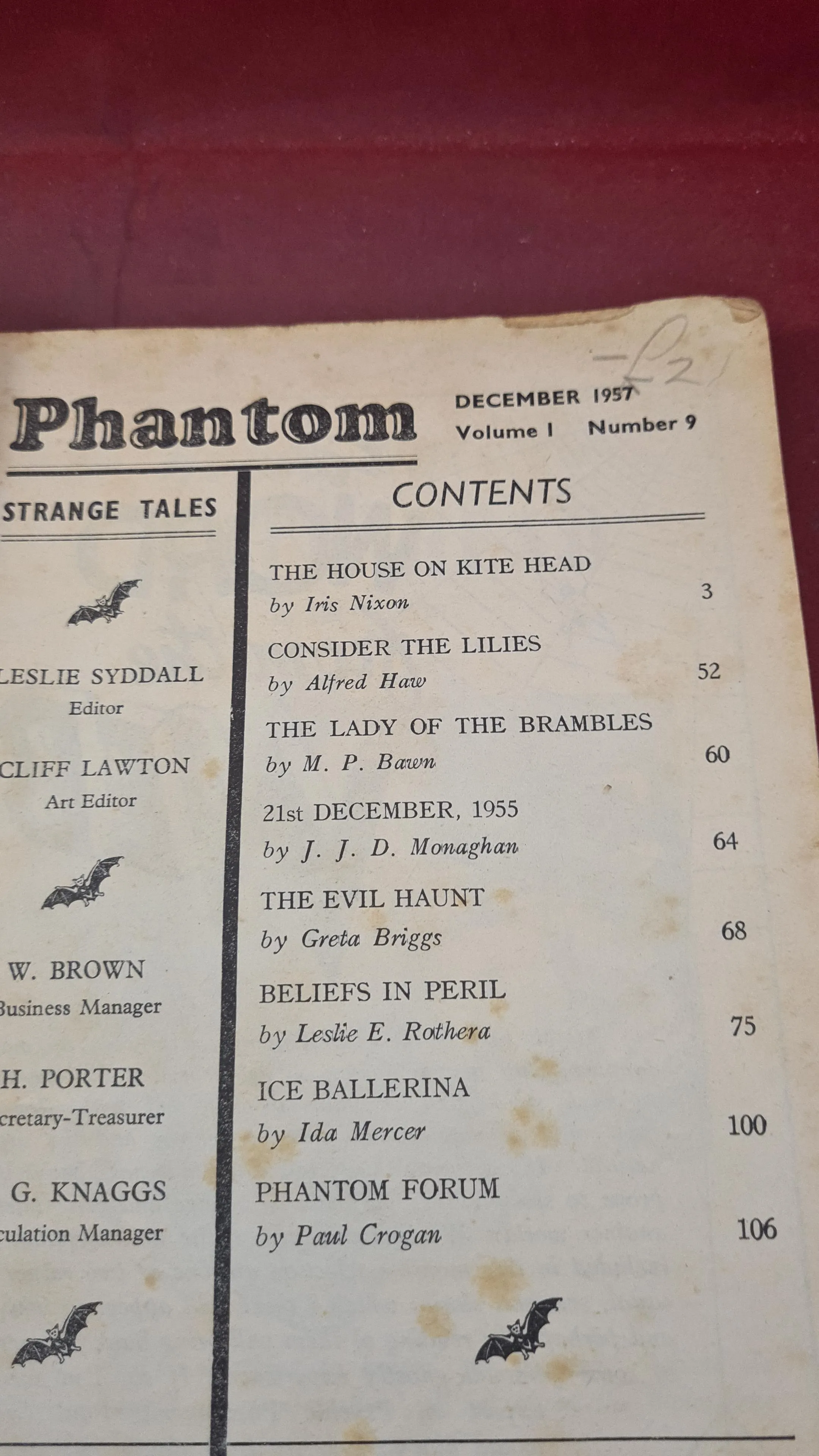 Phantom Volume's  1 Number 5, 9, 10, 11, 12, August 1957- March 1958