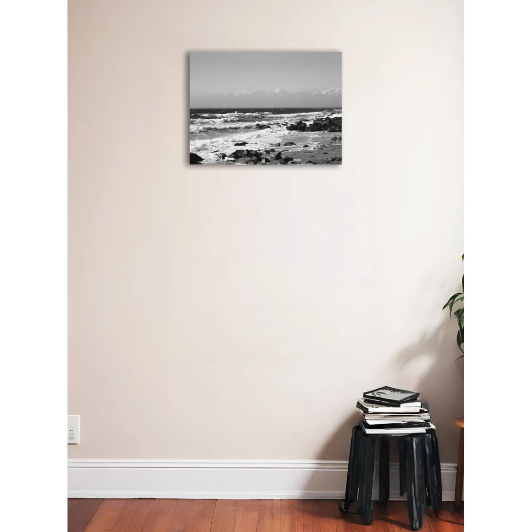 'Photo of Black and White Waves Beach Scene' Joseph Condon Photographic Print on Wrapped Canvas Buy Art For Less Size: 18" H x 24" W x 1.5" D