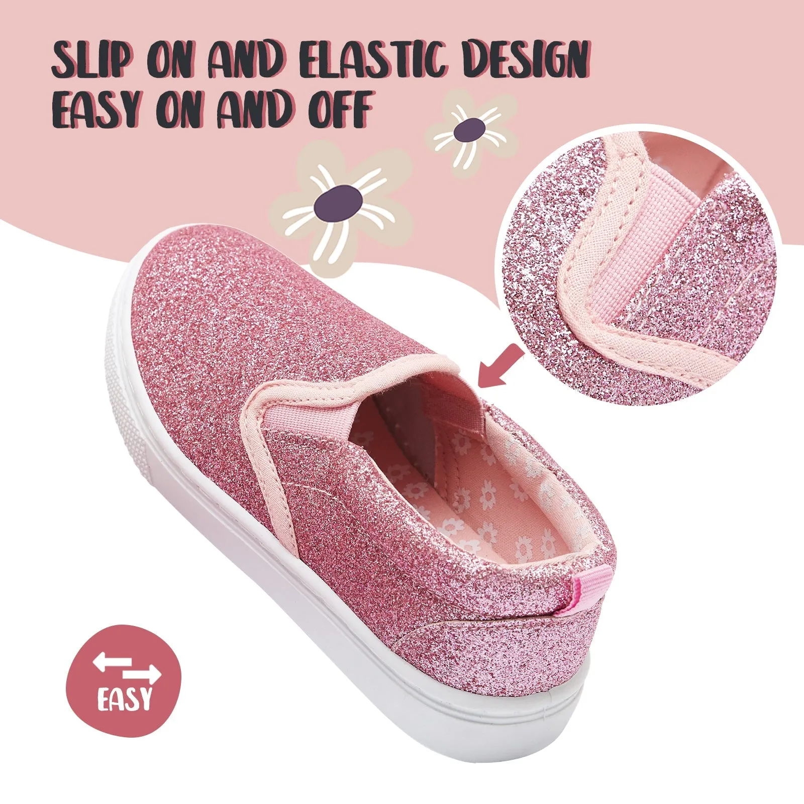 Pink Glitter Non-Slip Slip-On Espadrilles