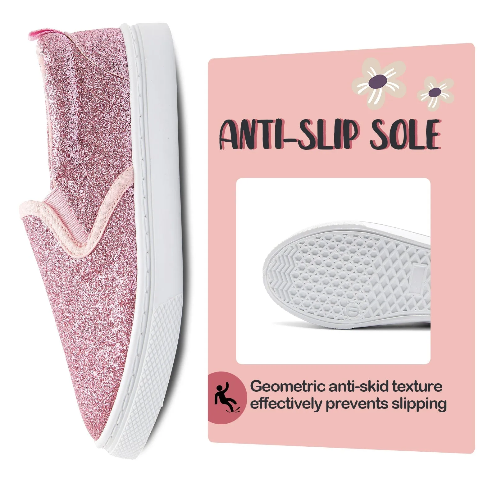 Pink Glitter Non-Slip Slip-On Espadrilles
