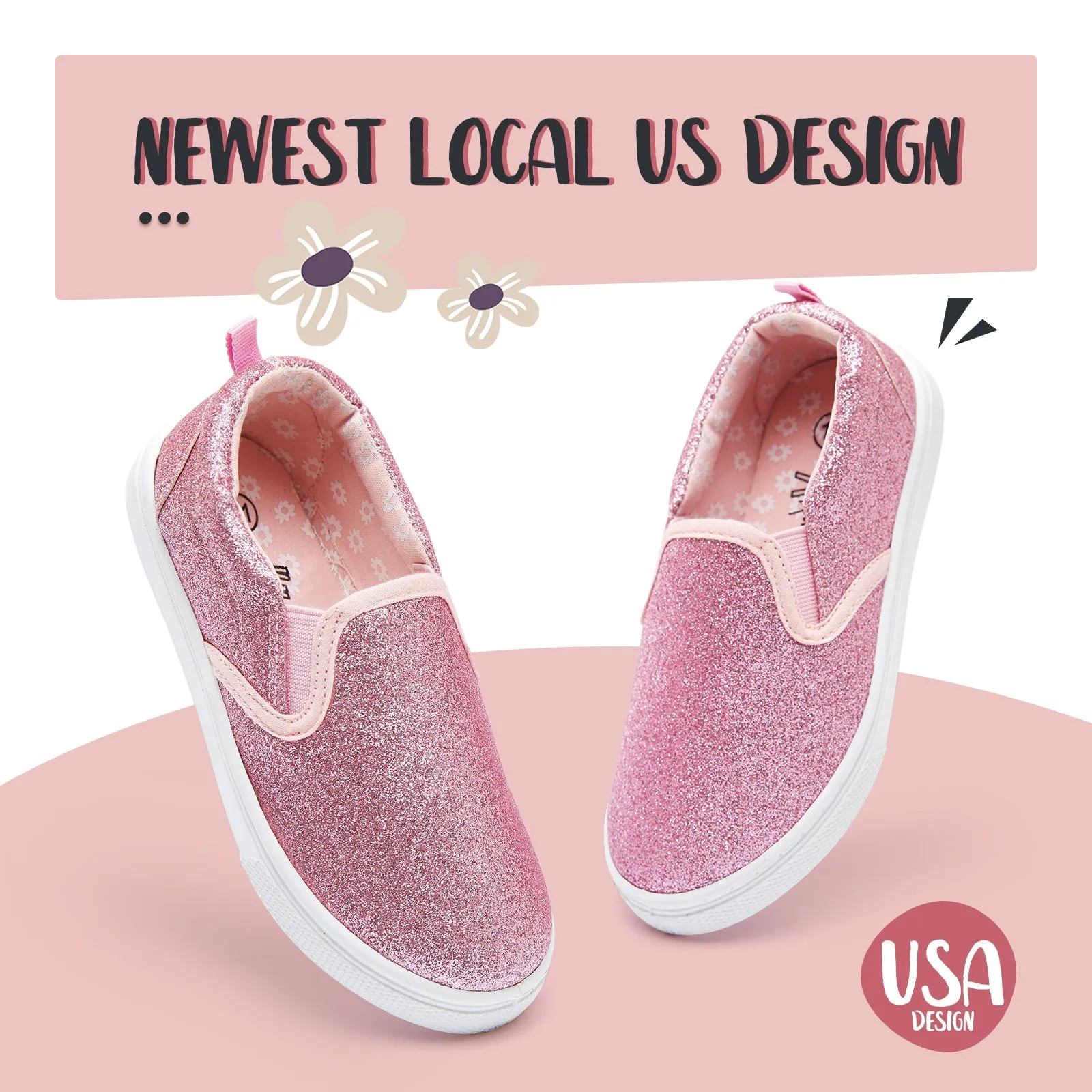 Pink Glitter Non-Slip Slip-On Espadrilles