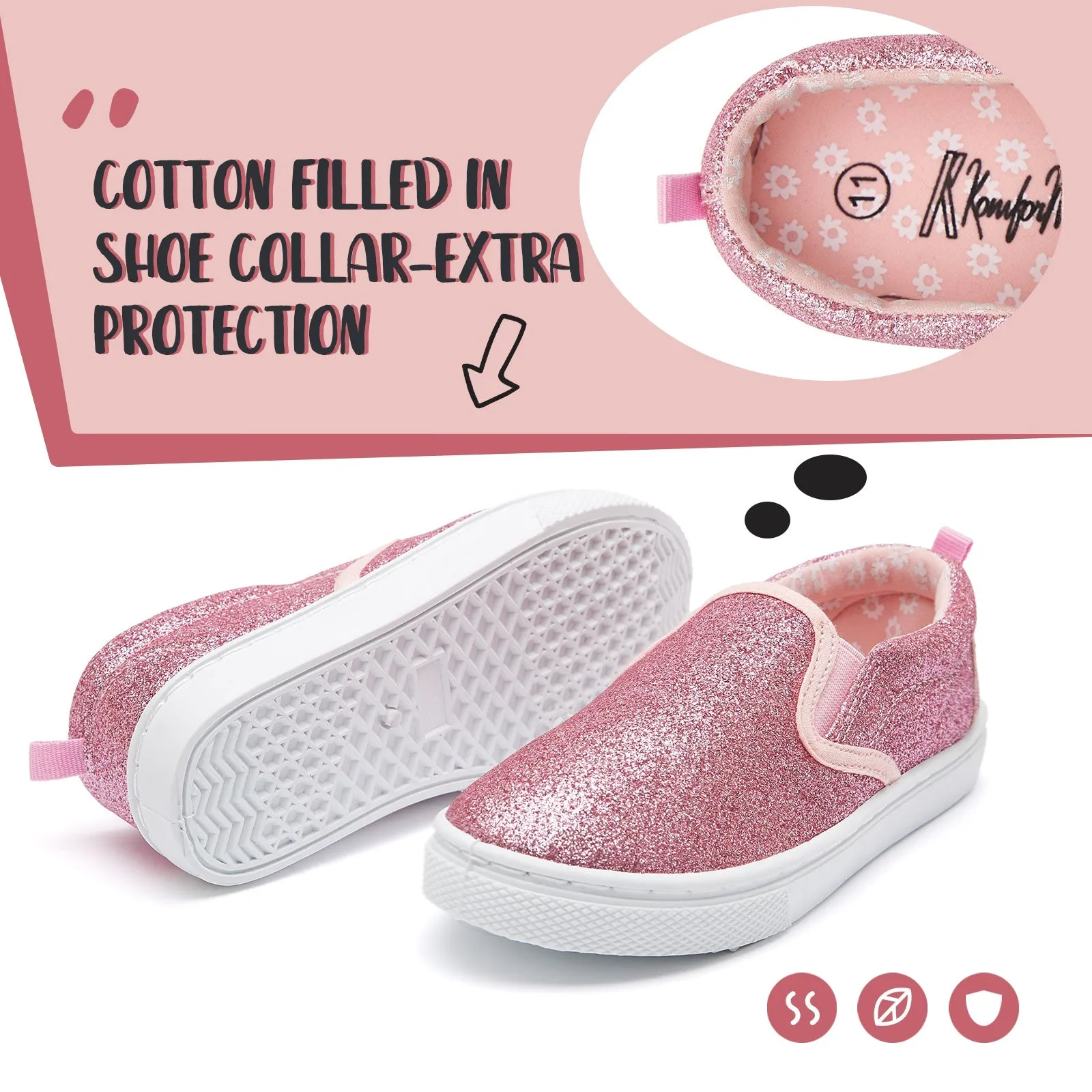 Pink Glitter Non-Slip Slip-On Espadrilles