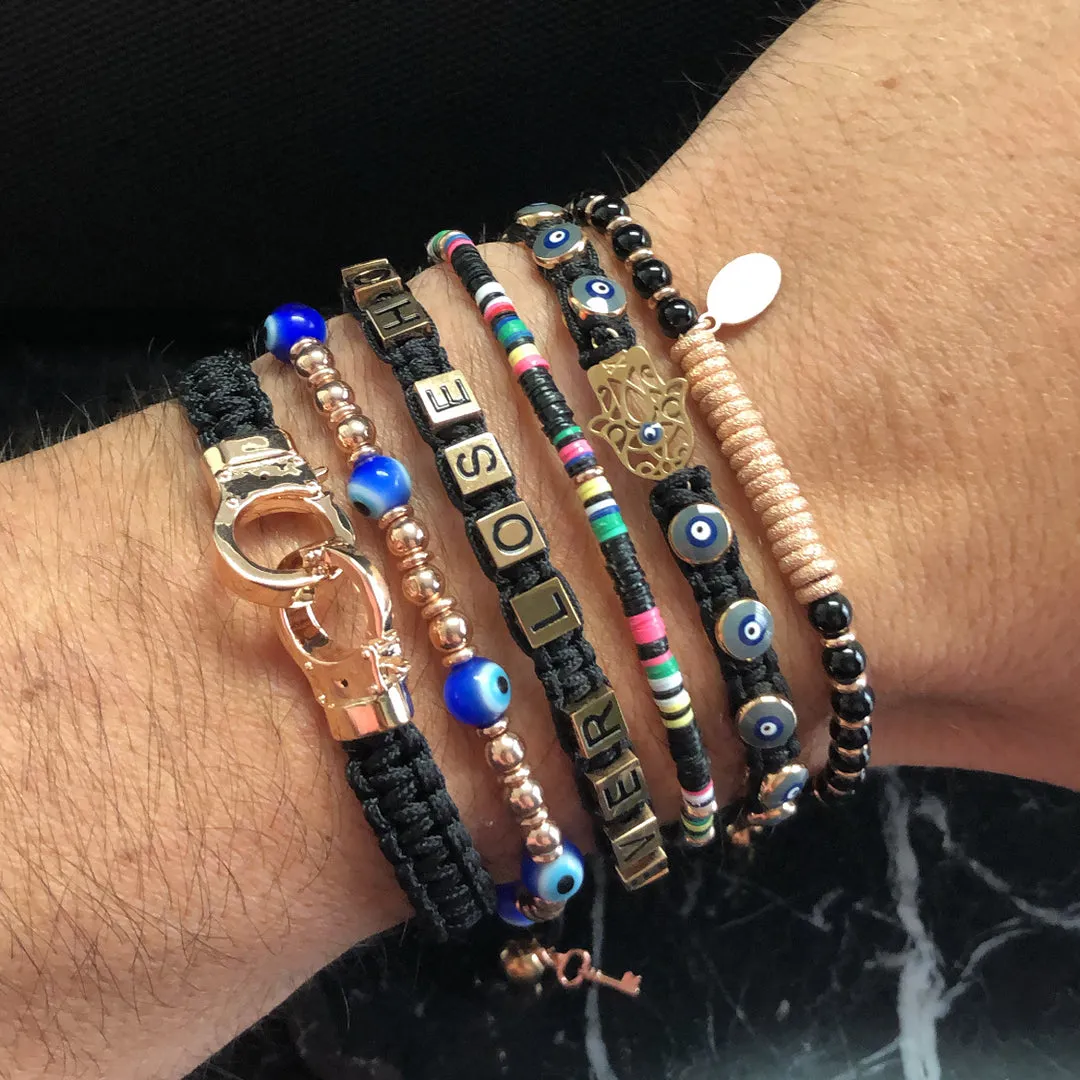 Pink Gold Black Multicolored Bracelet Combination