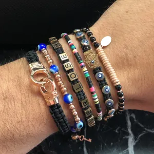 Pink Gold Black Multicolored Bracelet Combination